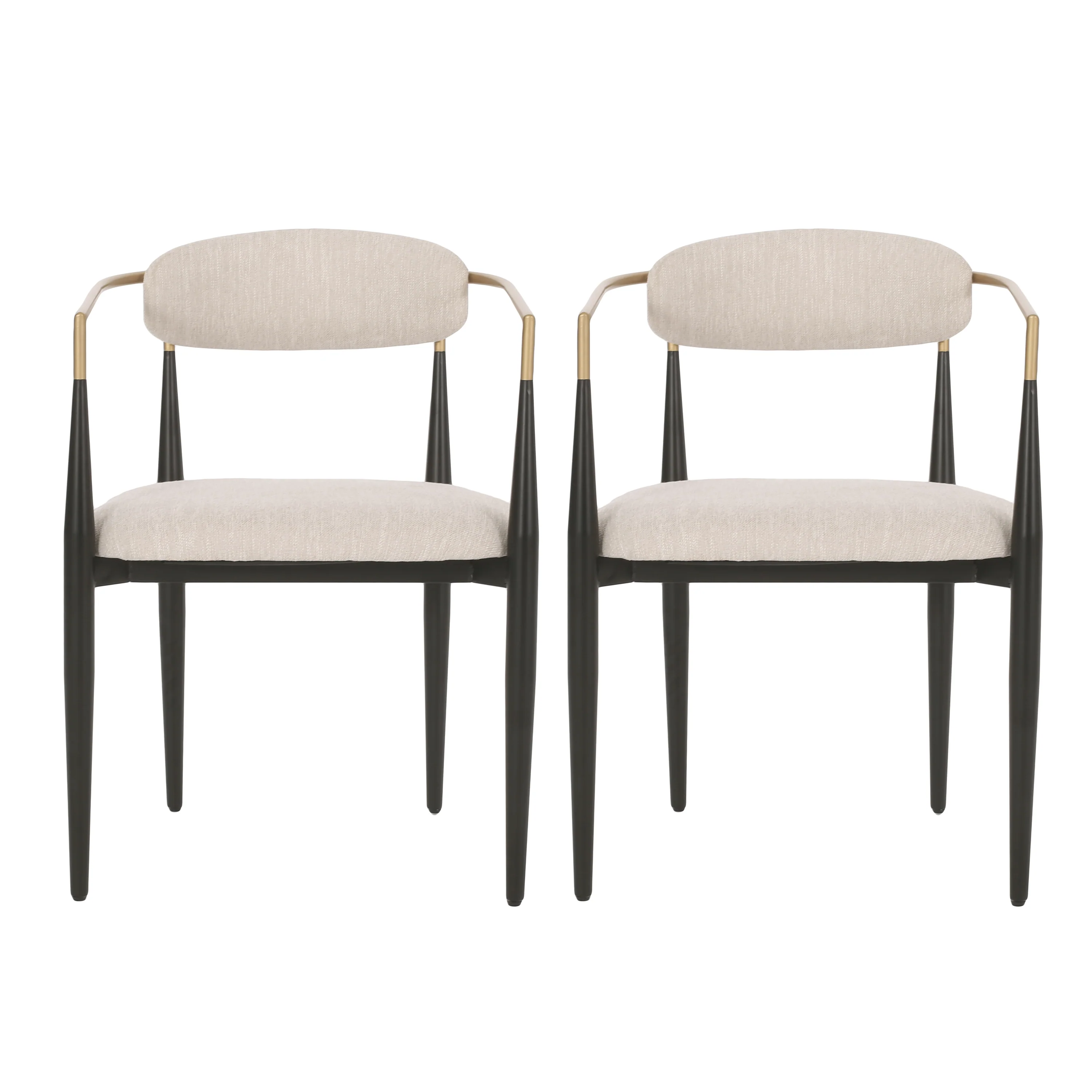 Camas Modern Fabric Upholstered Iron Dining Chairs, Set of 2 - furnishings