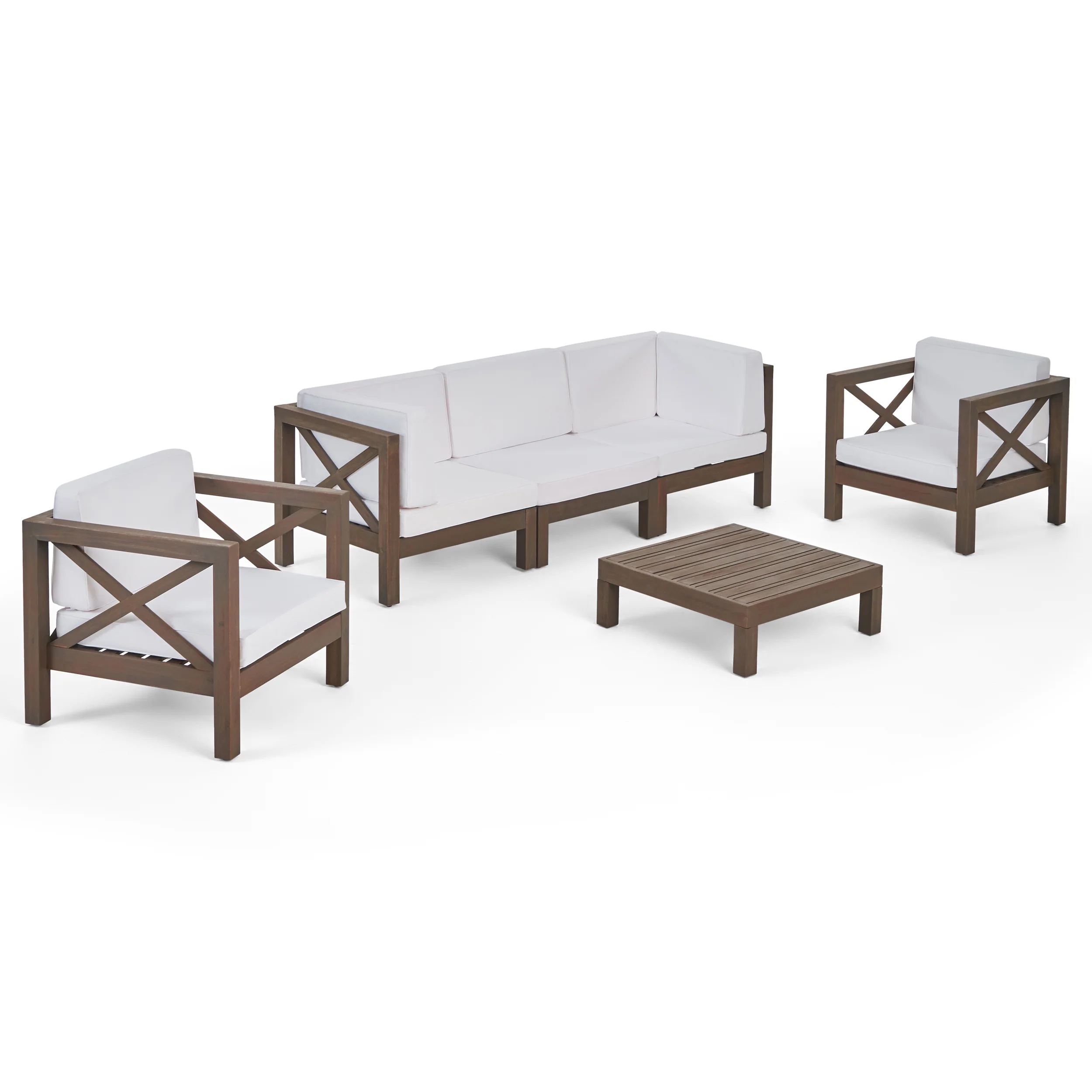 Morgan Outdoor 5 Seater Acacia Wood Sofa Chat Set - furnishings