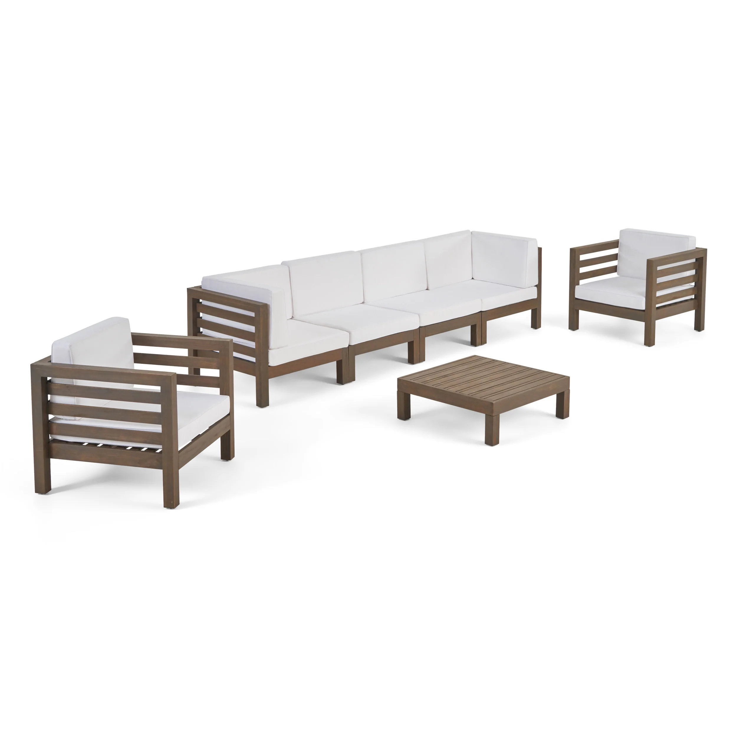 Emma Outdoor 6 Seater Acacia Wood Sofa Chat Set - furnishings