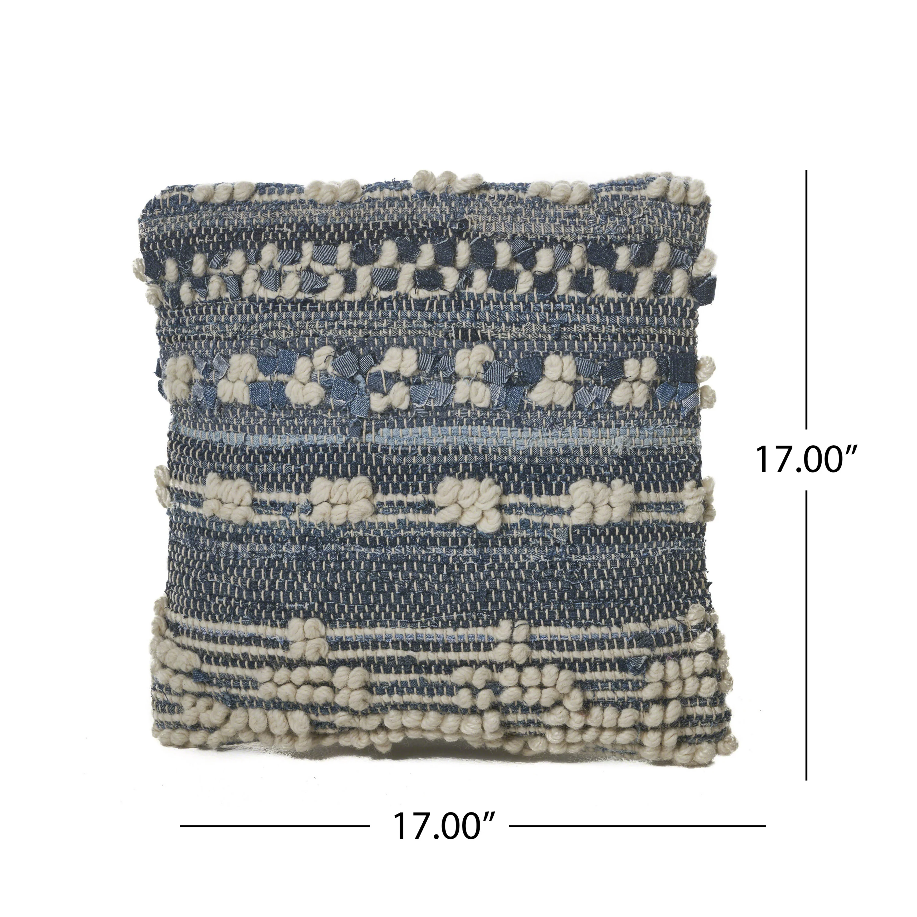 Storey Handcrafted Boho Denim and Fabric Pillow - furnishings
