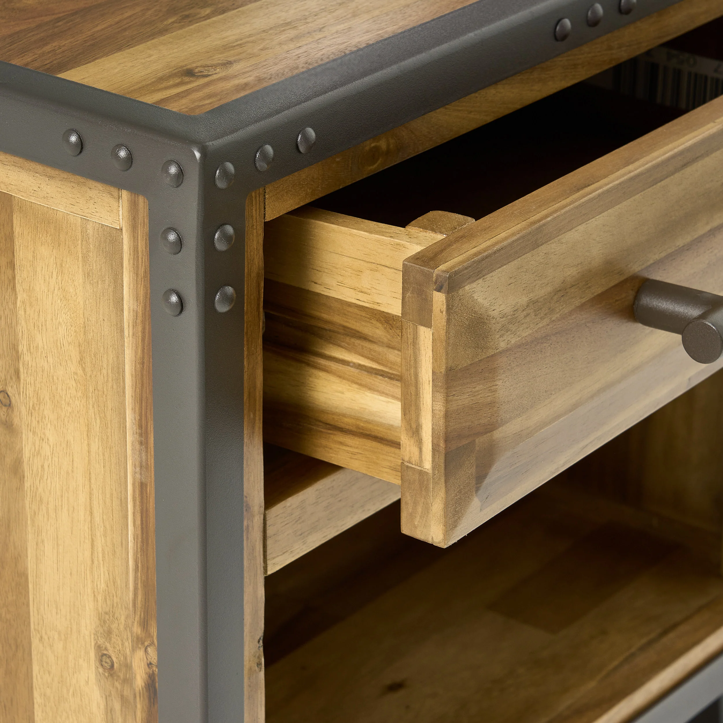 Glendora Industrial Solid Wood Single Drawer End Table Nightstand - furnishings