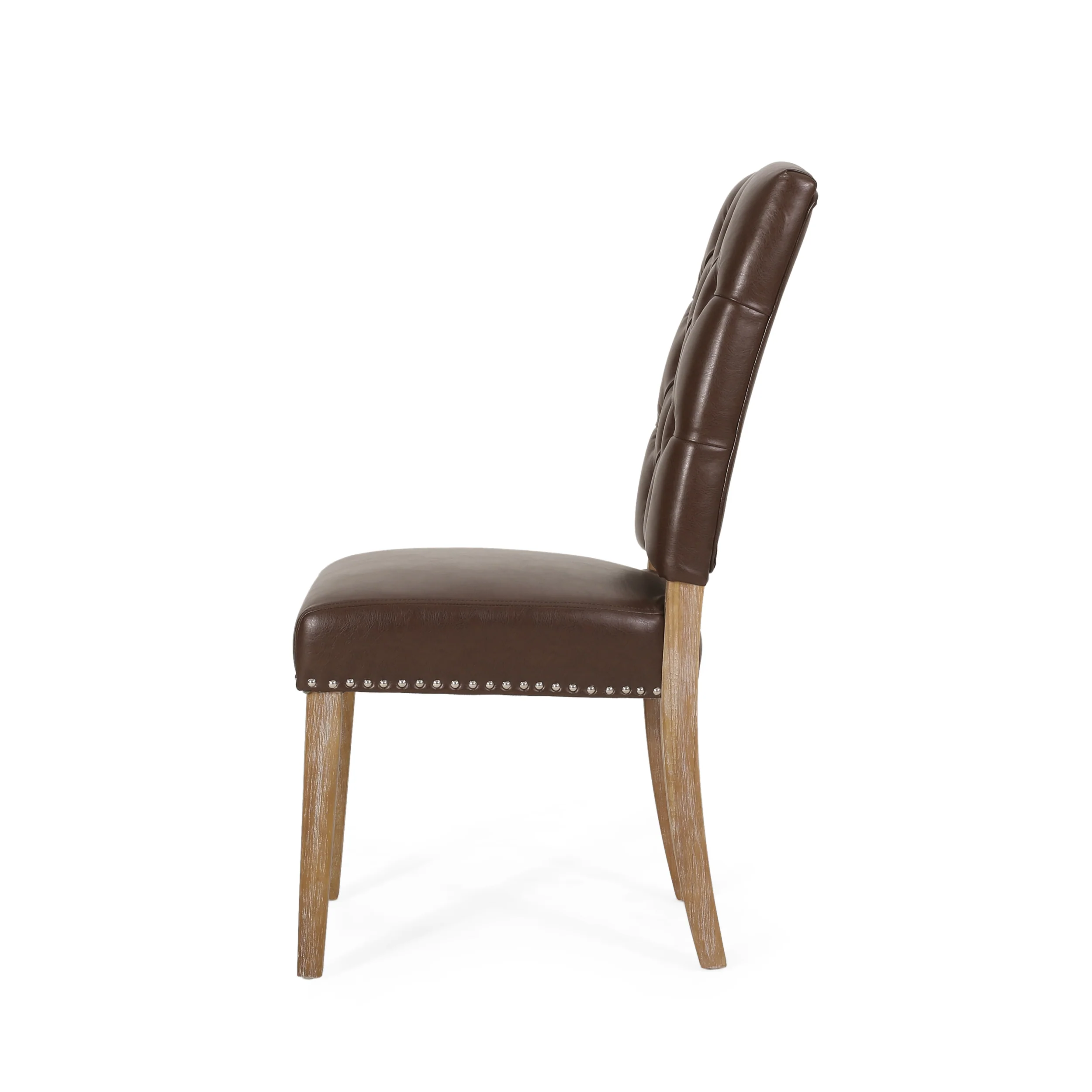 Frances Contemporary Faux Leather Tufted Dining Chairs with Nailhead Trim, Set of 4 - furnishings