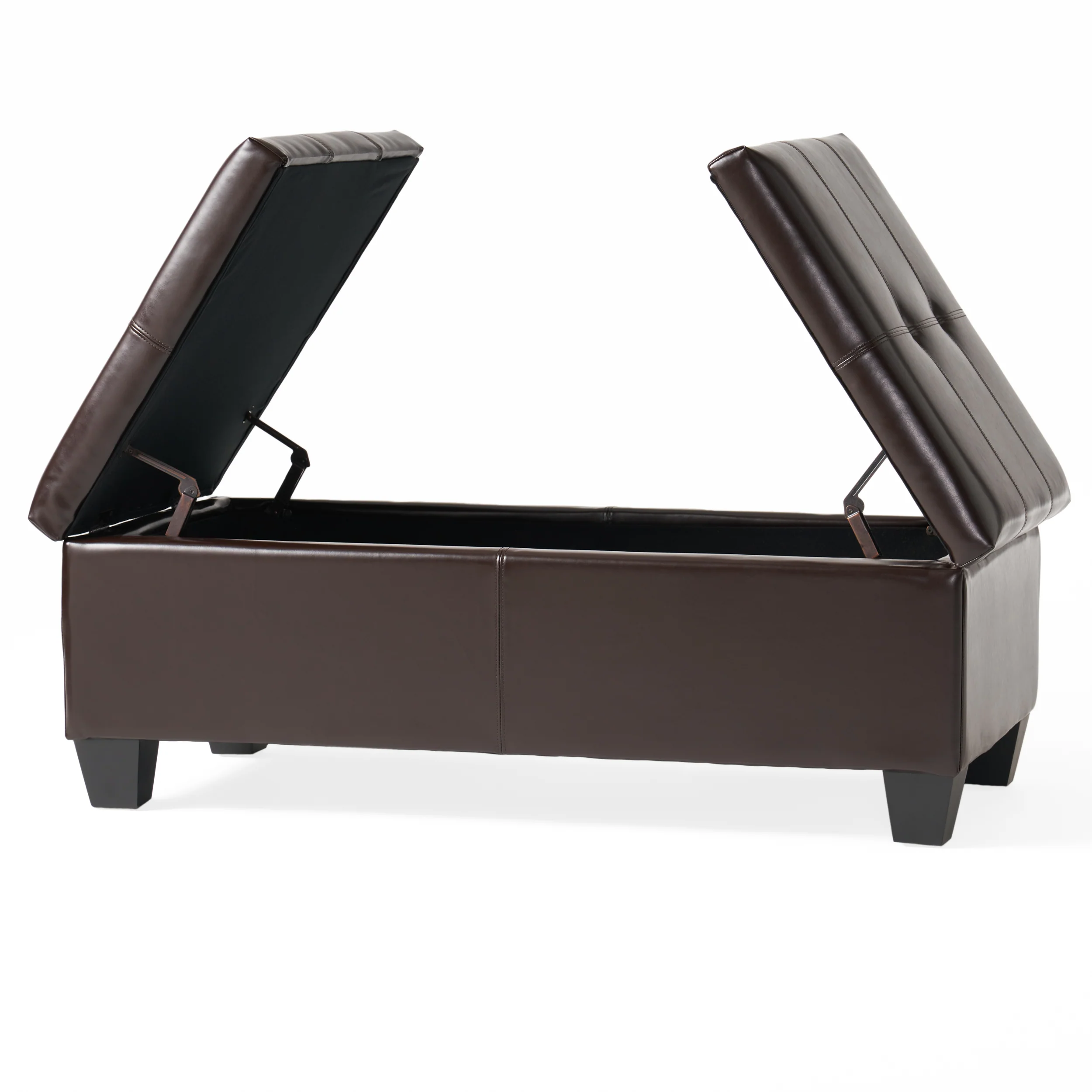 Alpine Leather Storage Ottoman Coffee Table - furnishings