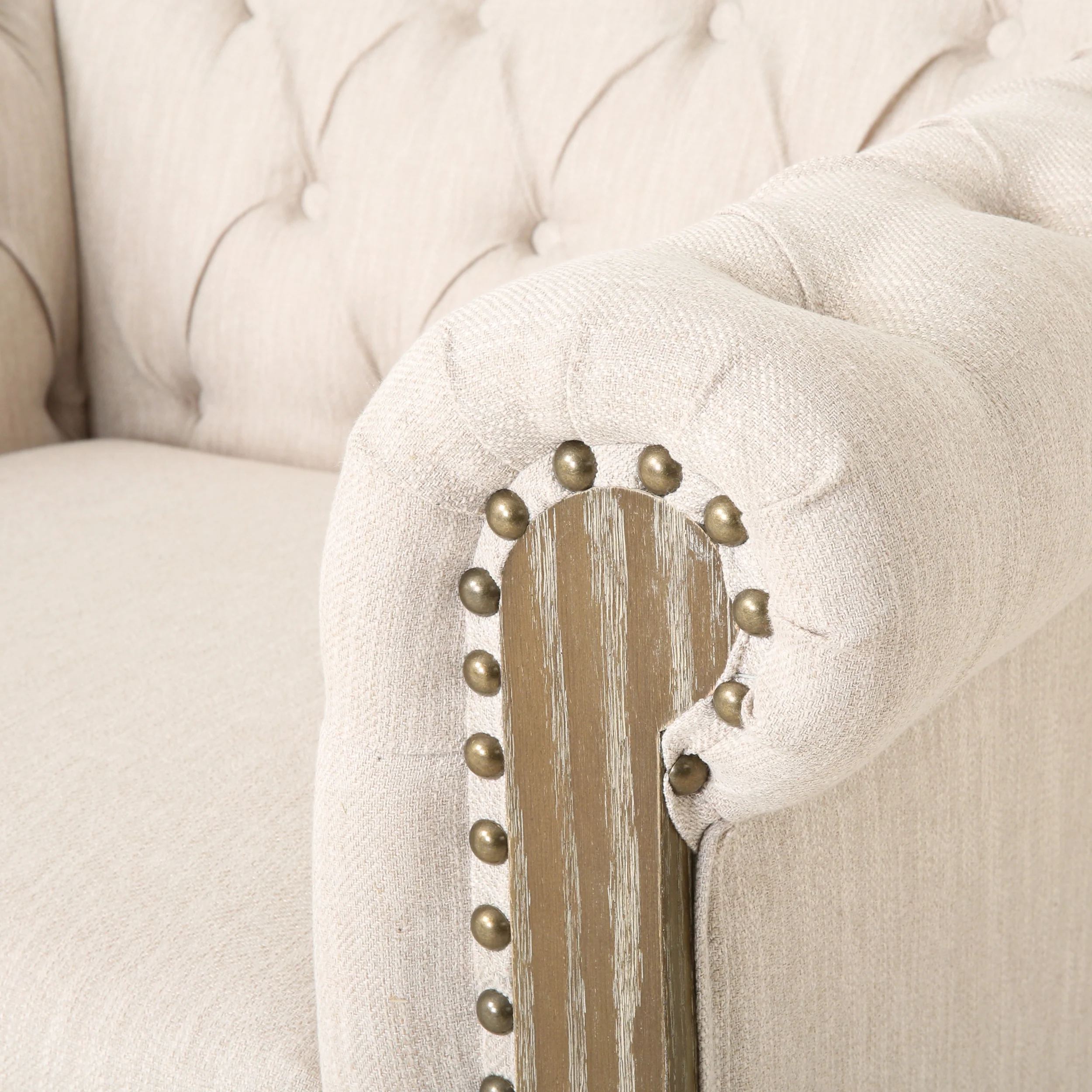 Batavia Chesterfield Tufted Fabric Club Chair with Nailhead Trim - furnishings