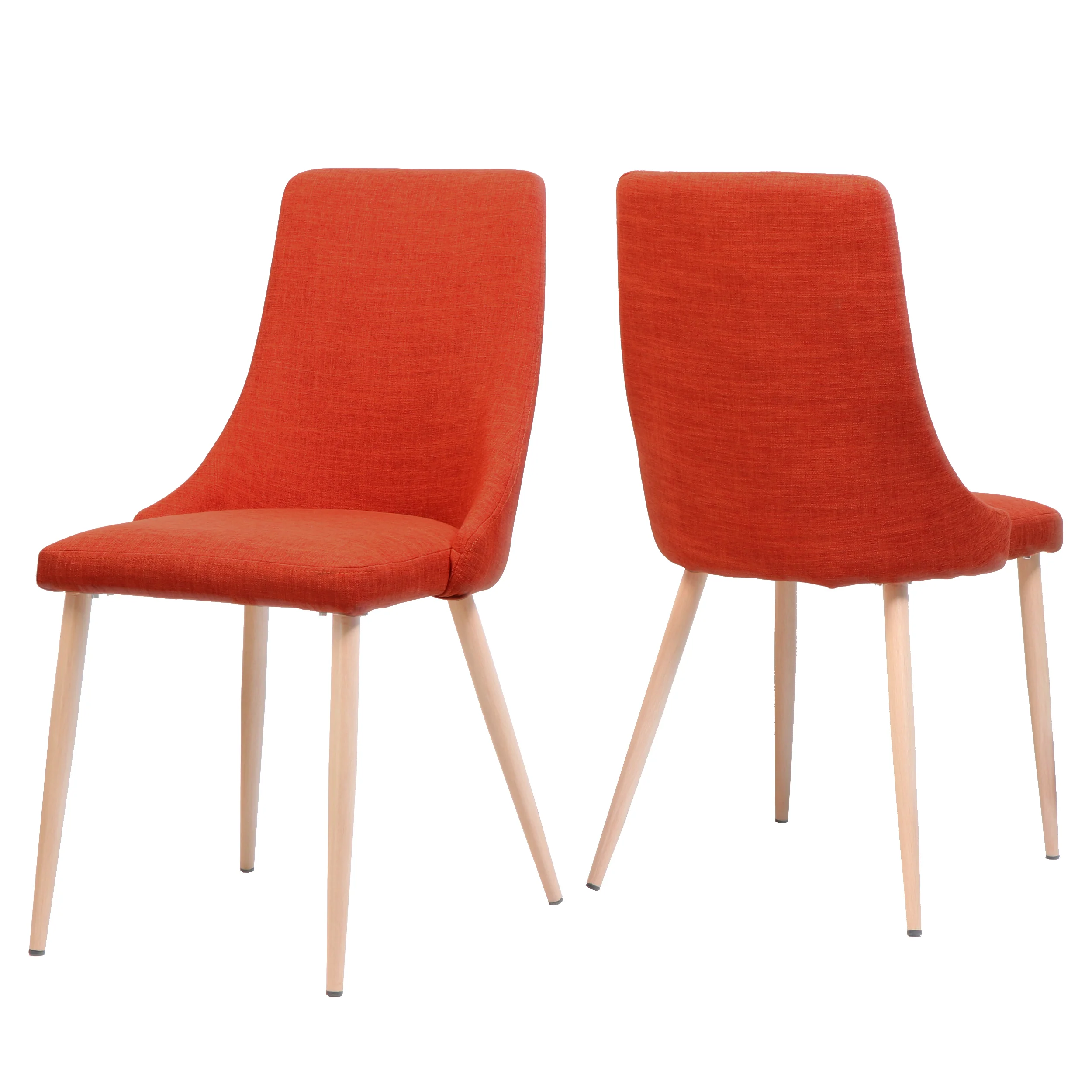 Soloman Mid Century Fabric Dining Chairs with Wood Finished Legs - Set of 2 - furnishings