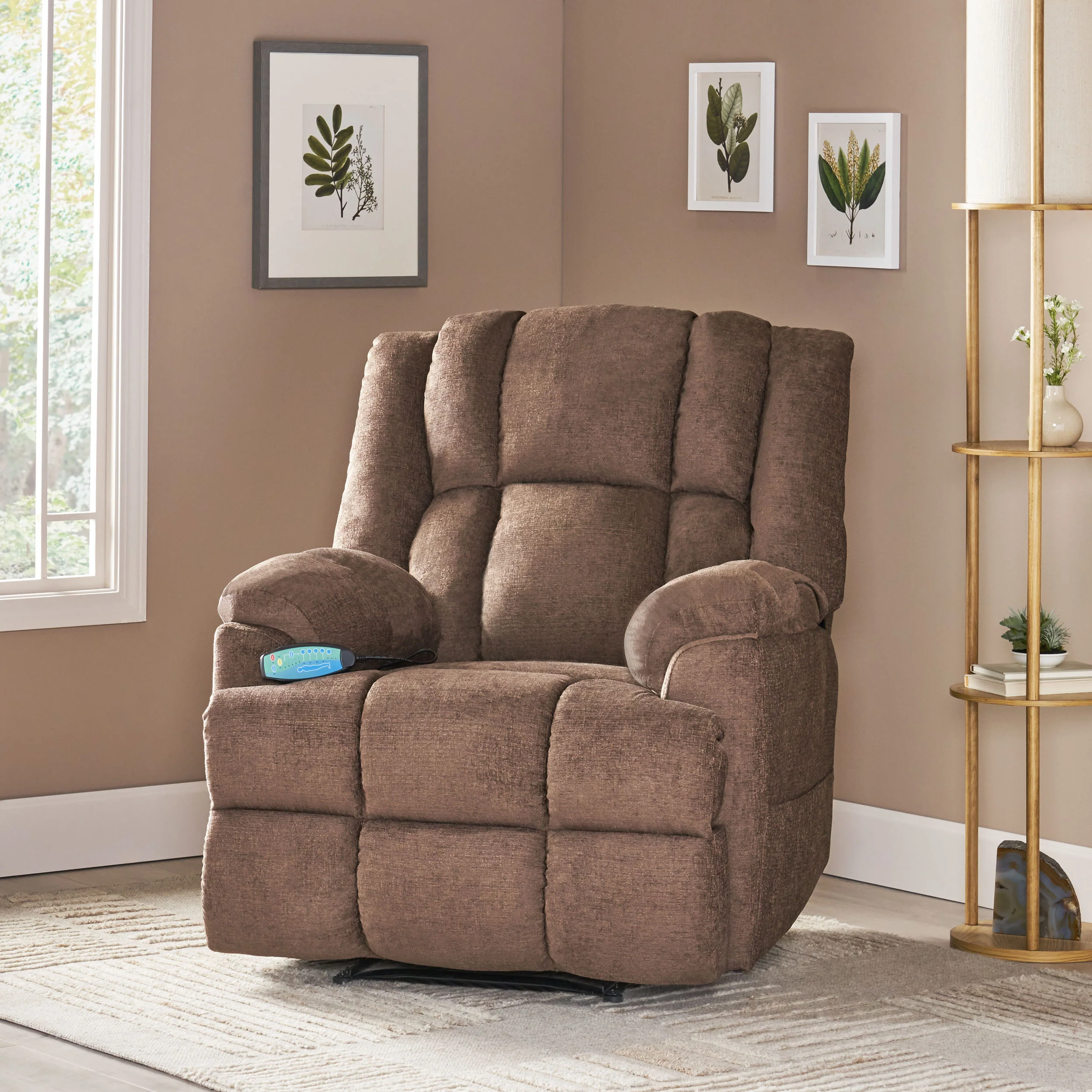 Siloam Contemporary Pillow Tufted Massage Recliner - furnishings