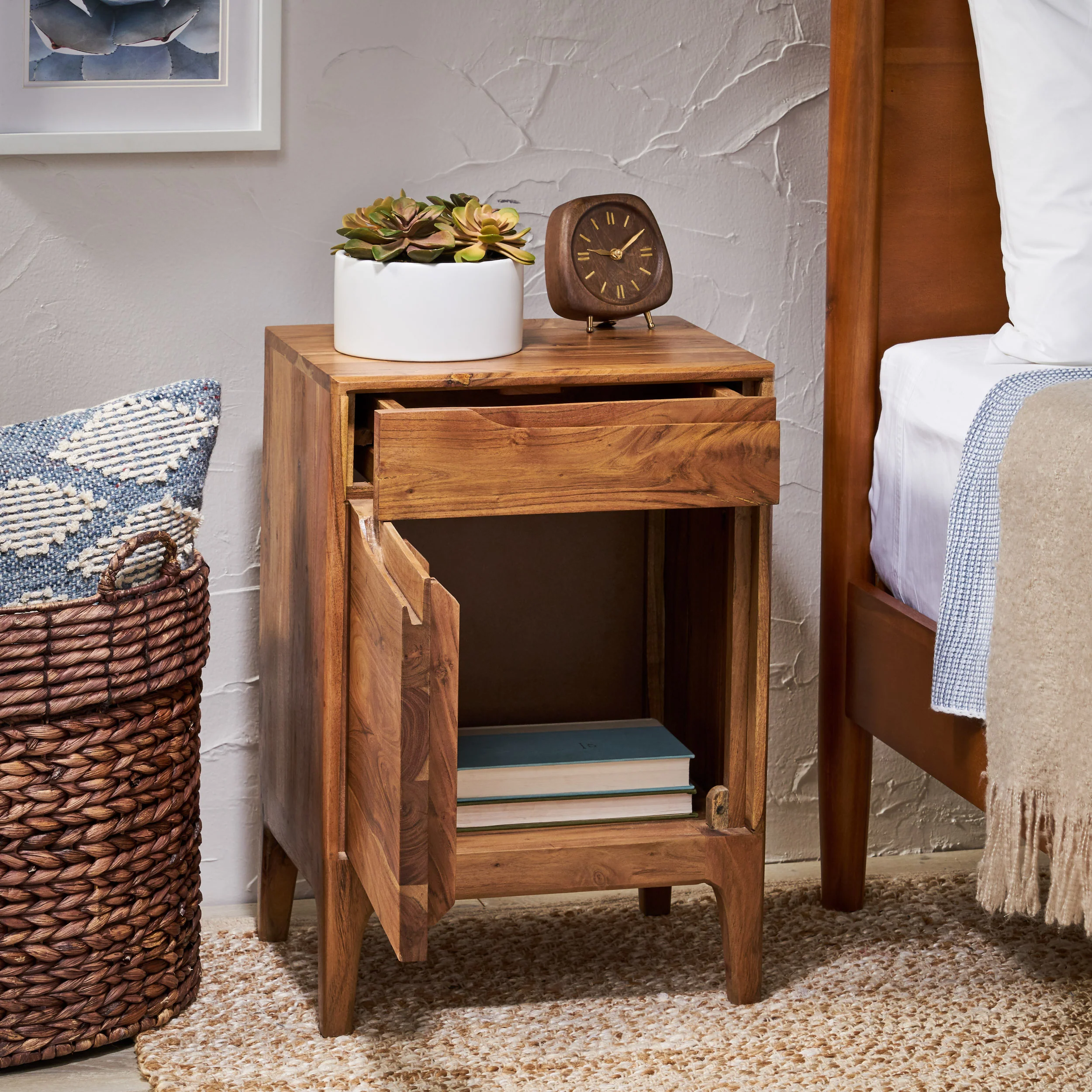 Letitia Modern Acacia Wood Side Table - furnishings