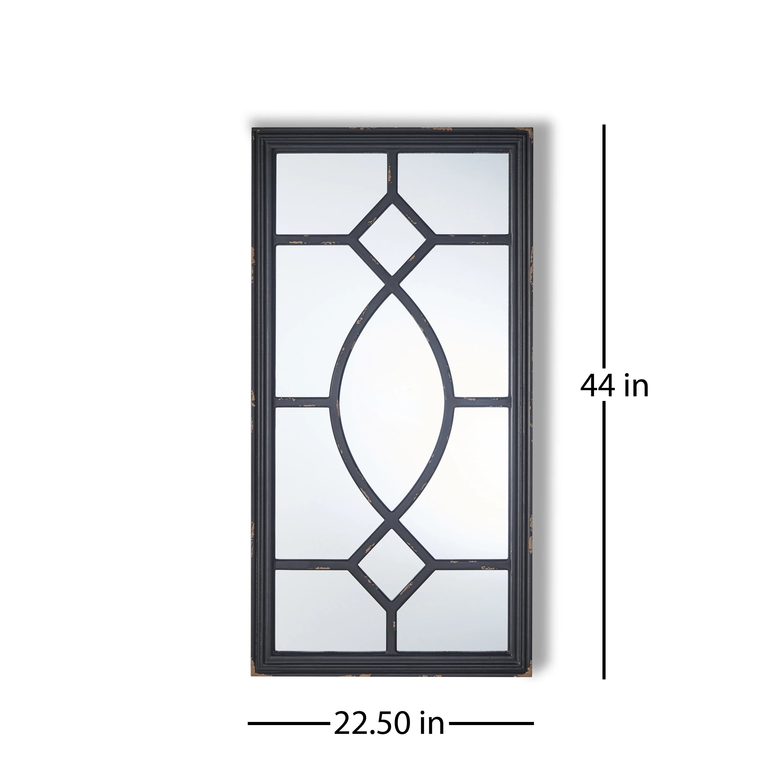 Zoe Rectangular Wooden Rustic Farmhouse Mirror, Distressed Black Frame - furnishings