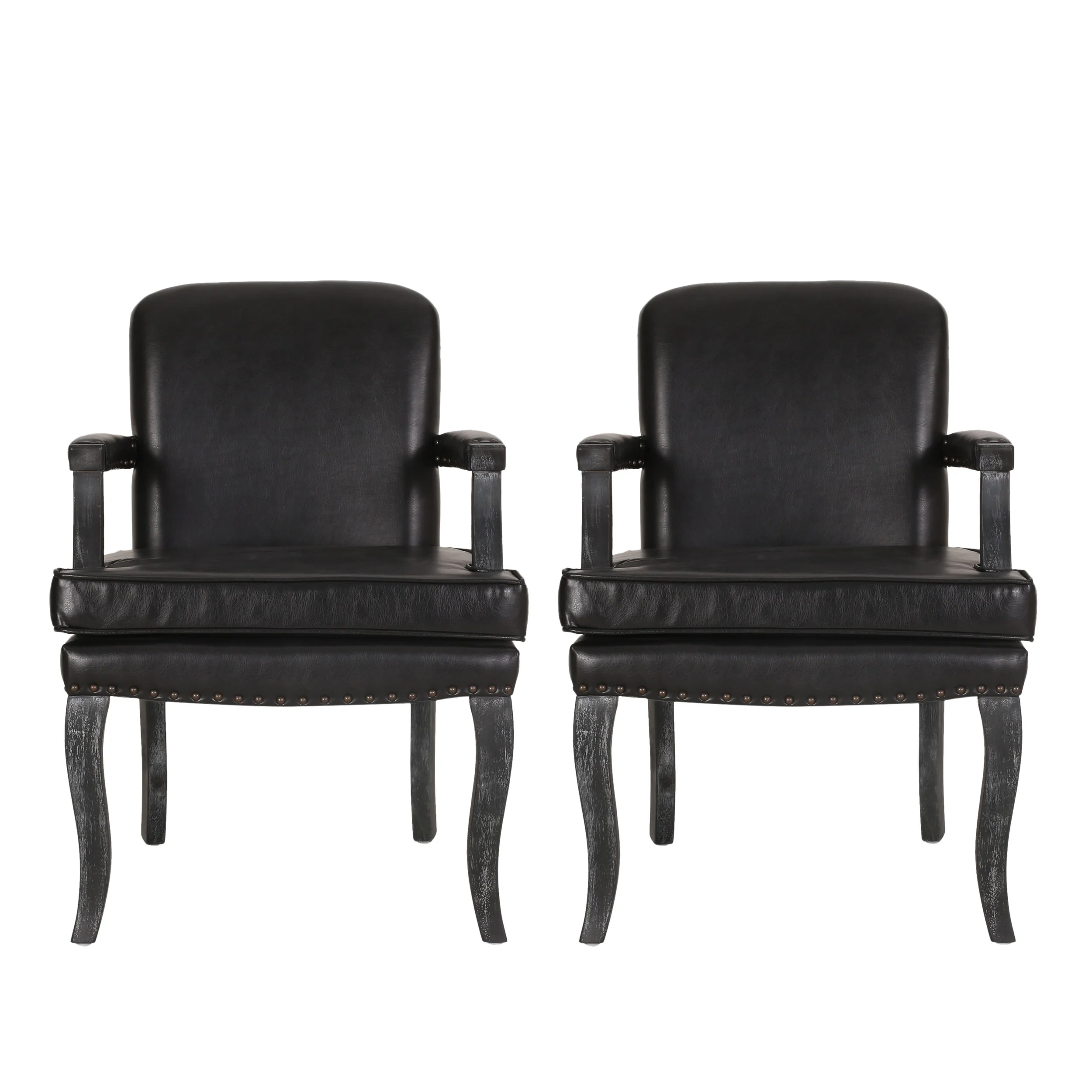 Tim French Country Dining Arm Chair with Nailhead Trim, Set of 2 - furnishings