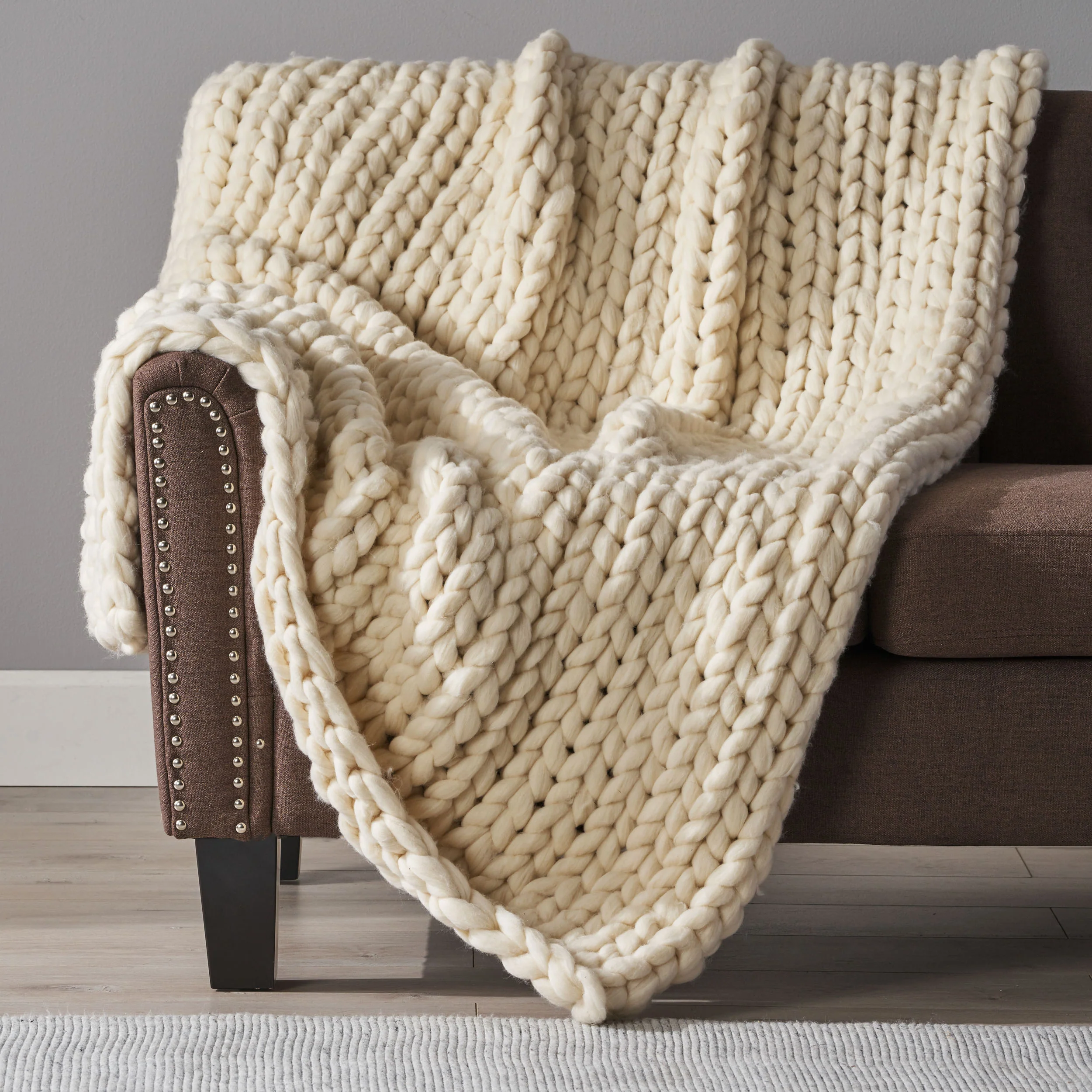 Jacqueline Modern Knit Stitch Fabric Rectangle Throw Blanket - furnishings