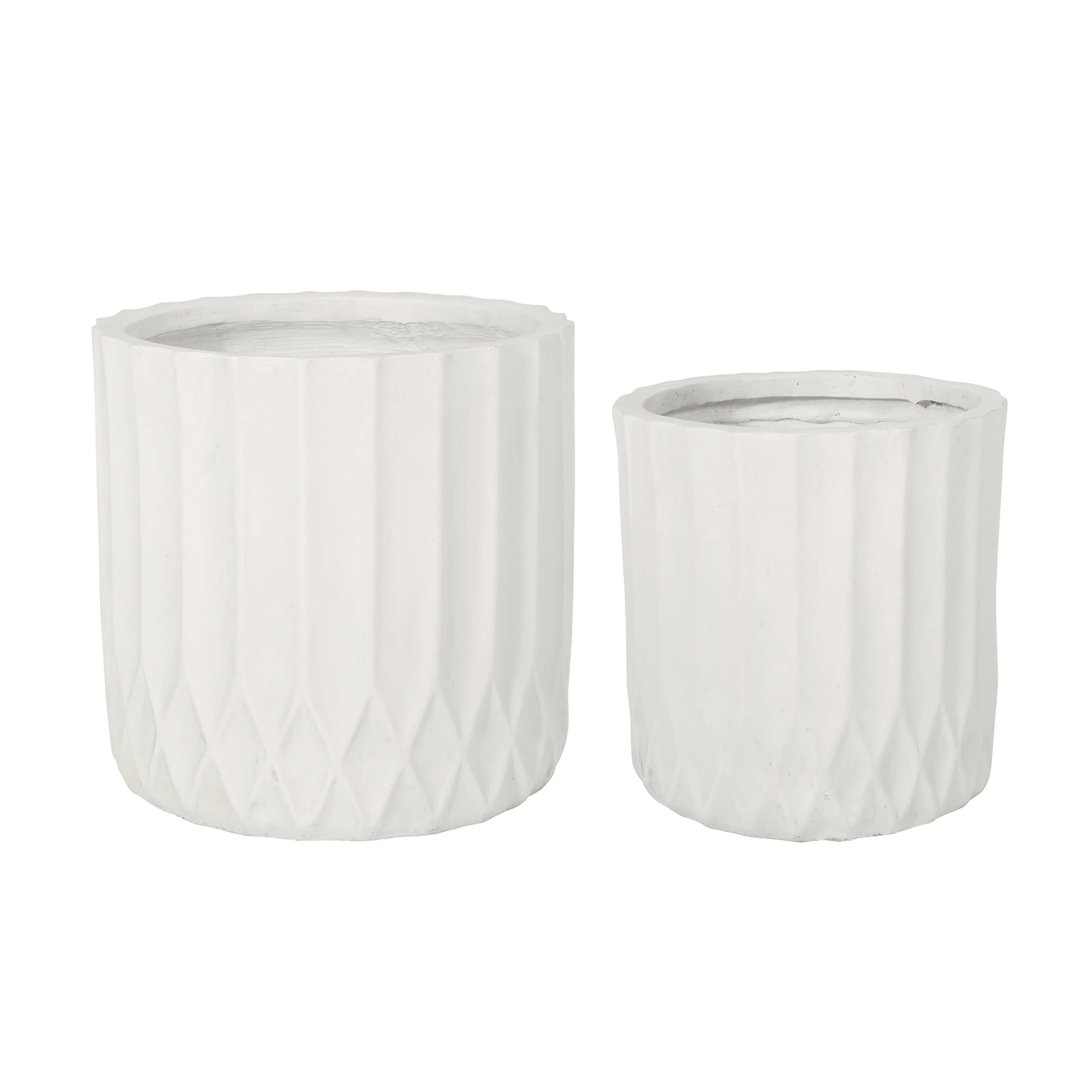 Morelos Outdoor Small and Medium Cast Stone Planter Set, Antique White - furnishings