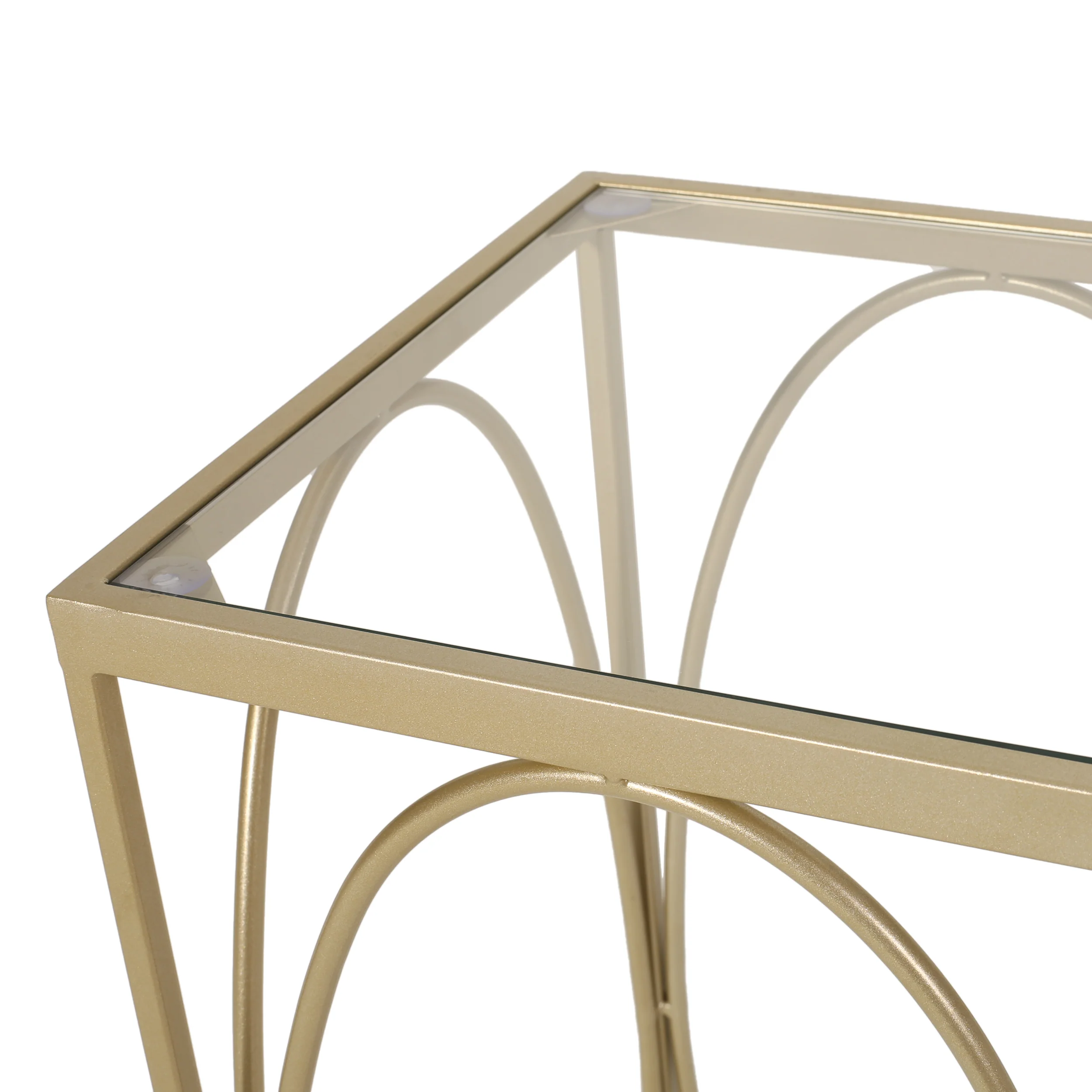 Feichko Modern Glam Glass Top End Table, Champagne Gold and Black - furnishings