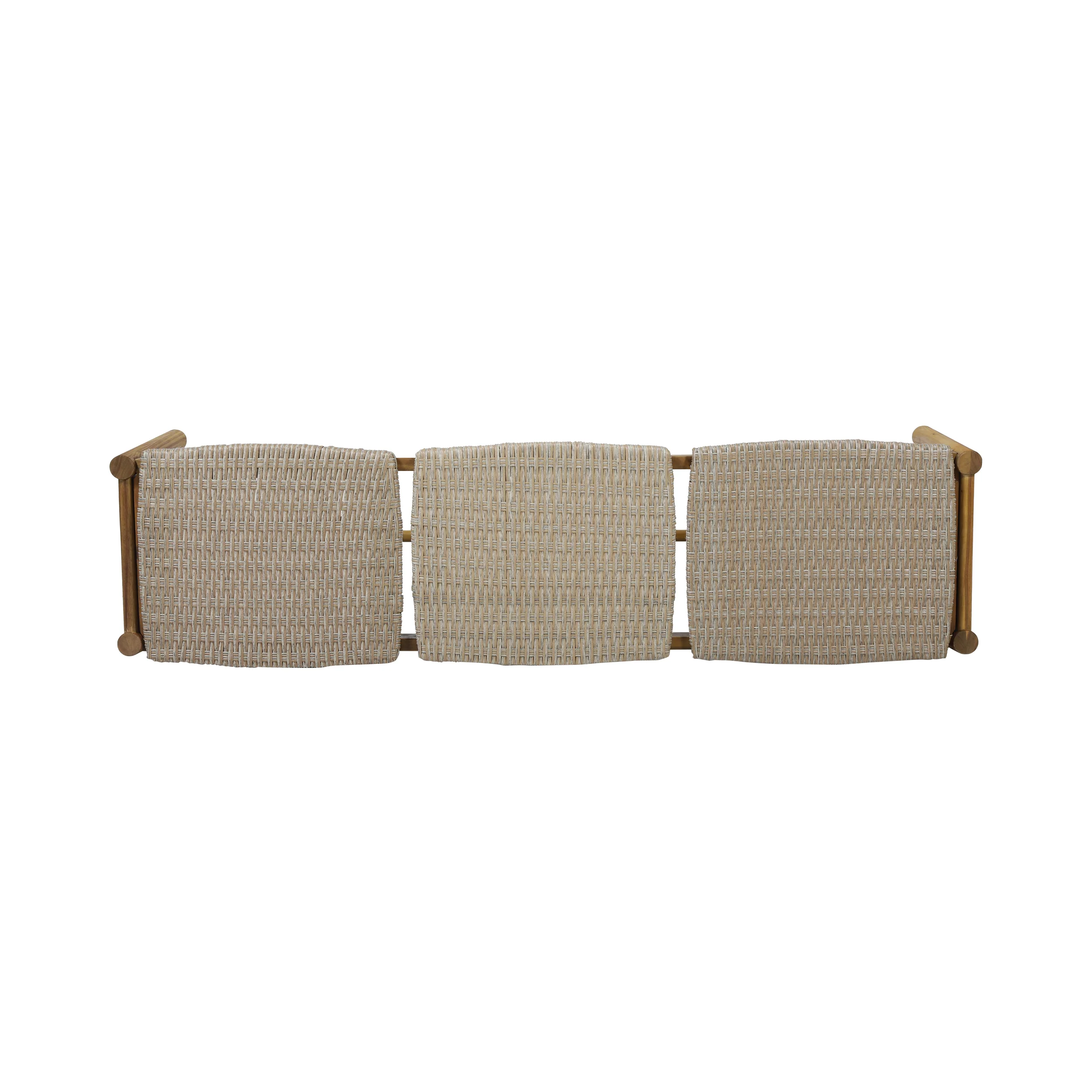 Erick Outdoor 3 Seater Wicker Bench - furnishings