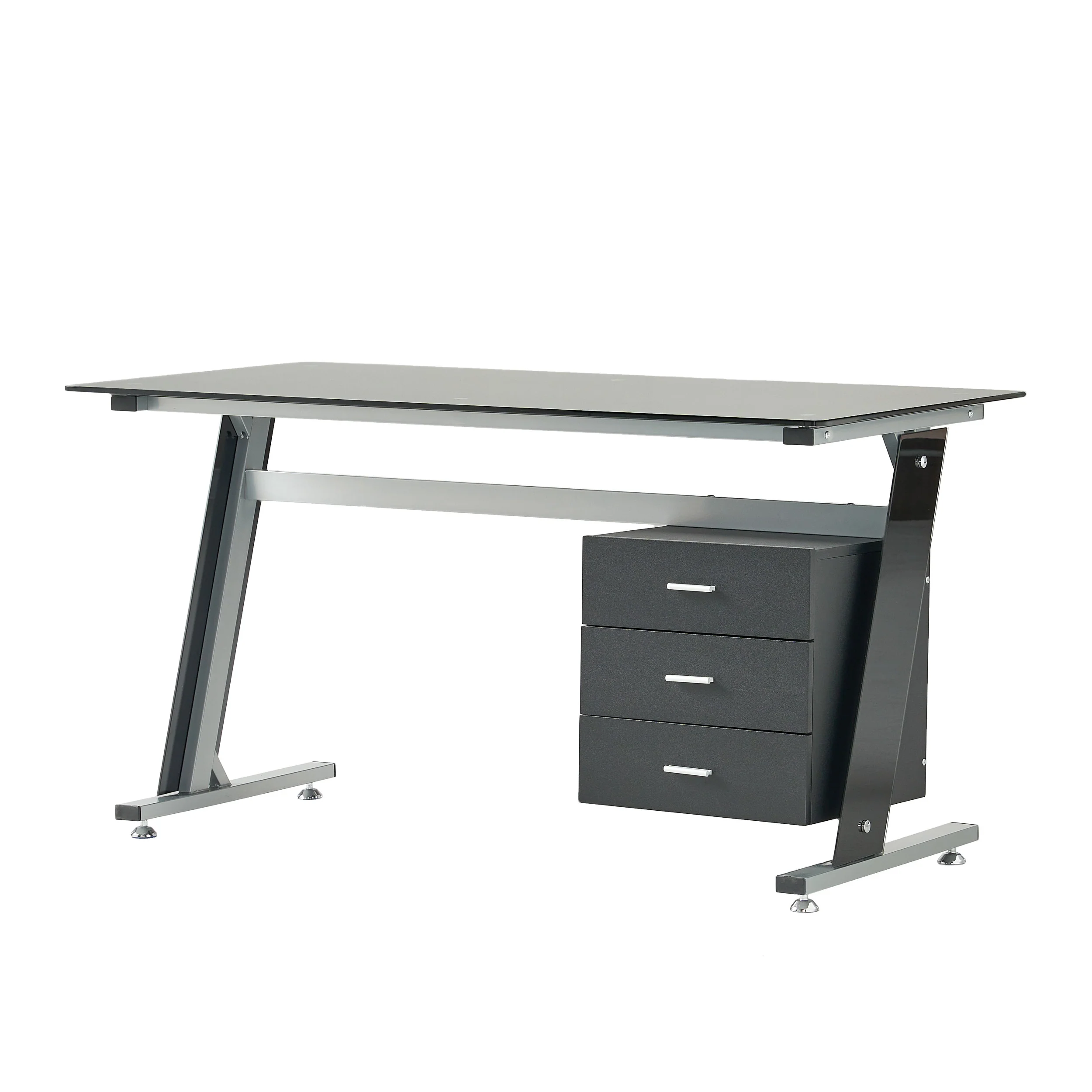 Berlin Modern Tempered Glass Computer Desk with Storage - furnishings