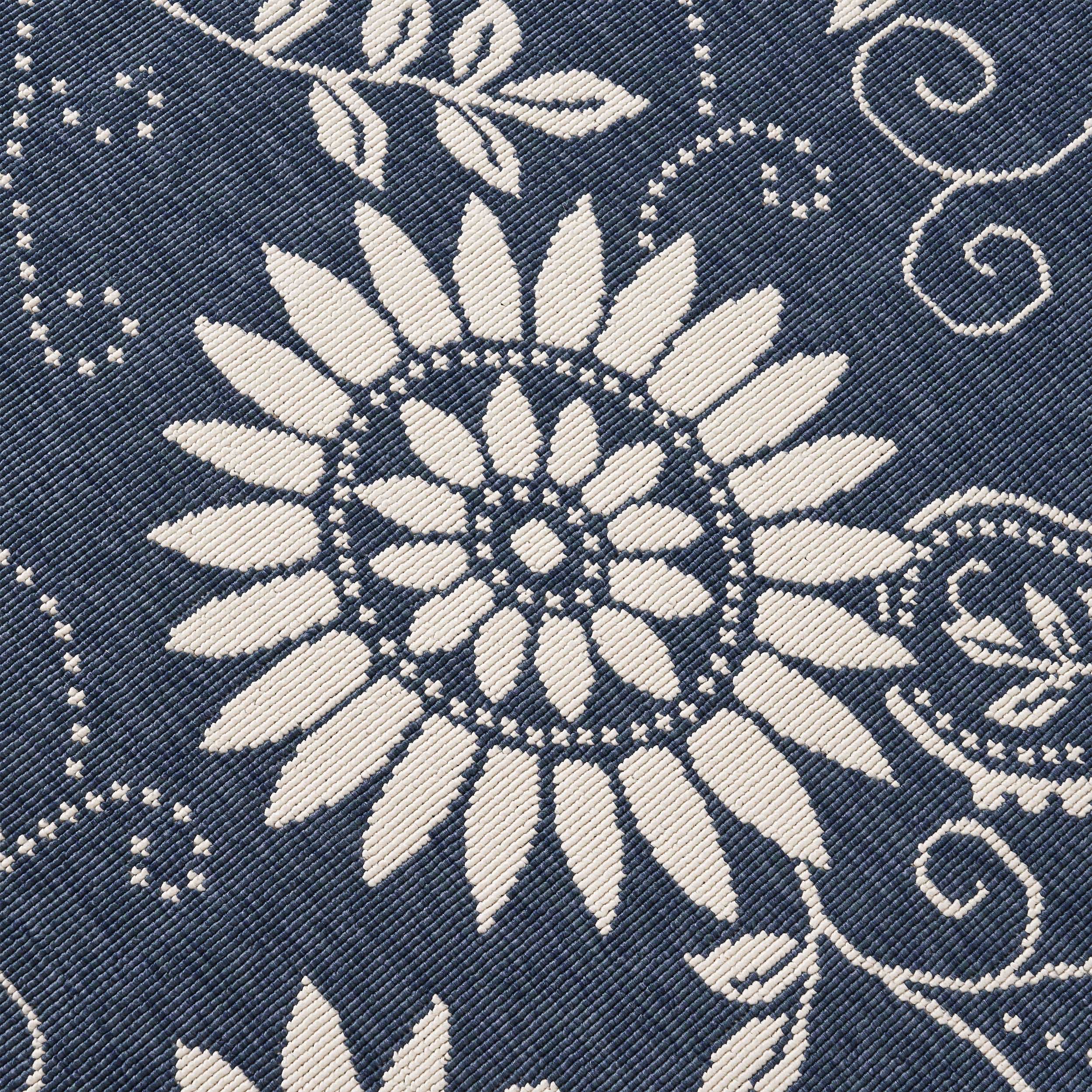 Bubles Outdoor Botanical Area Rug, Blue and Ivory - furnishings