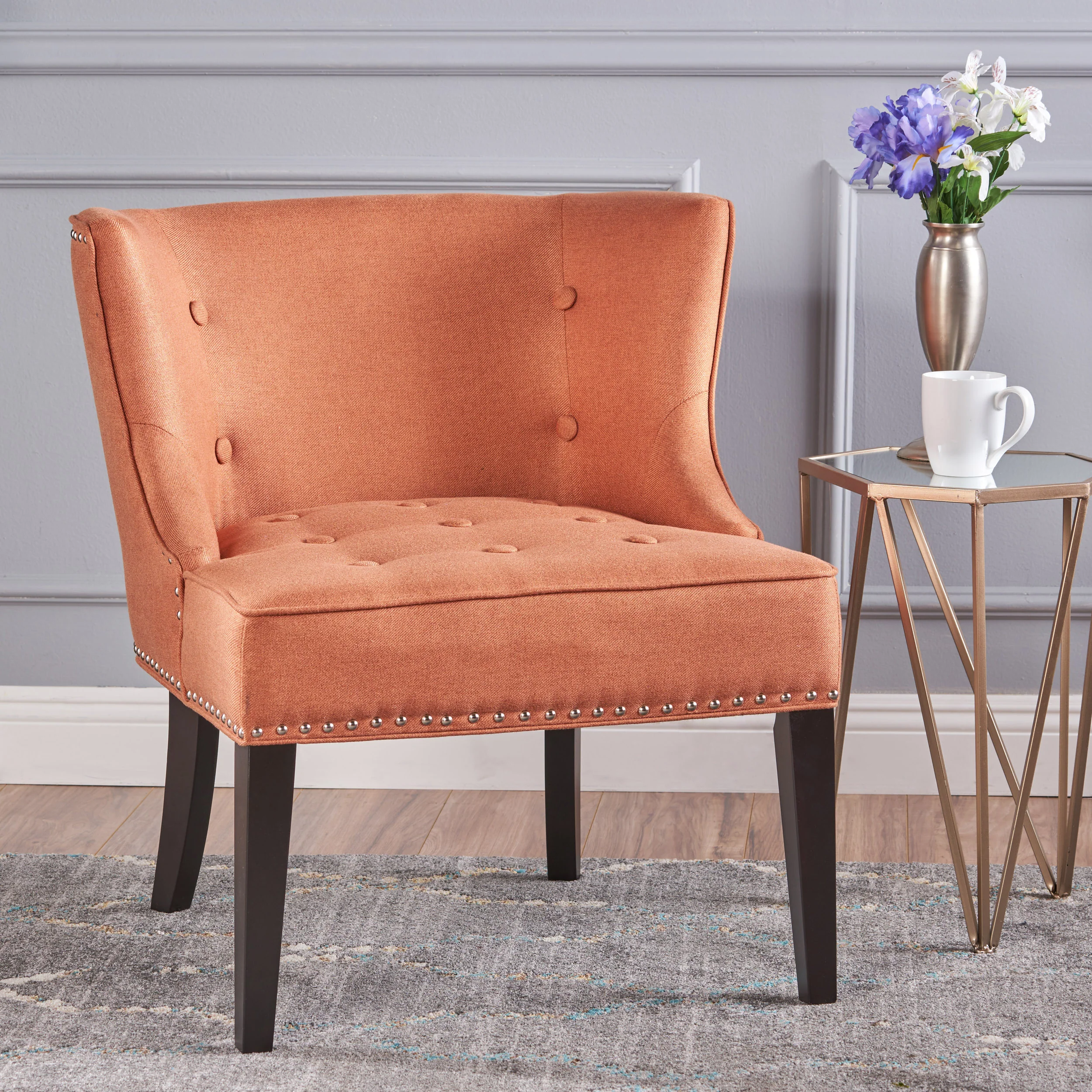 Adelina Contemporary Upholstered Accent Chair with Nailhead Trim - furnishings