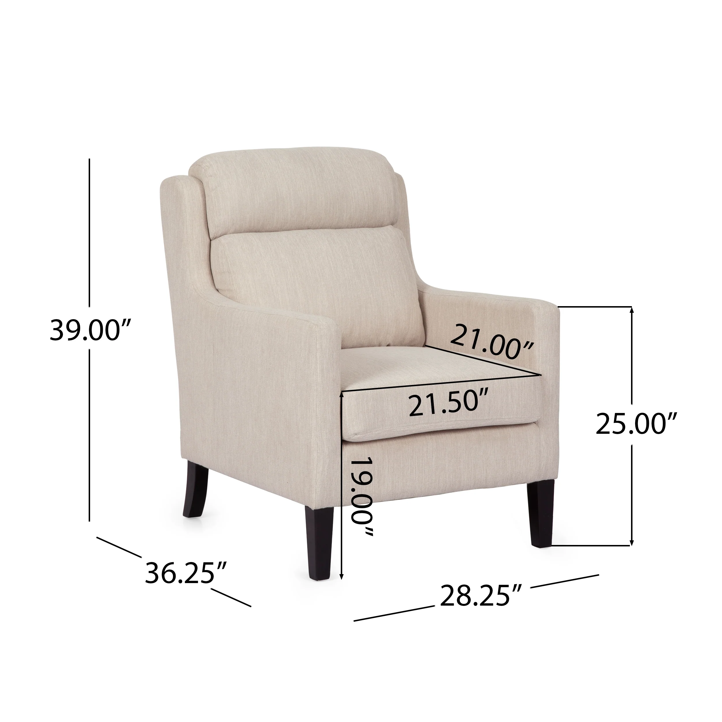 Baden Contemporary Pillow Tufted Fabric Club Chair - furnishings