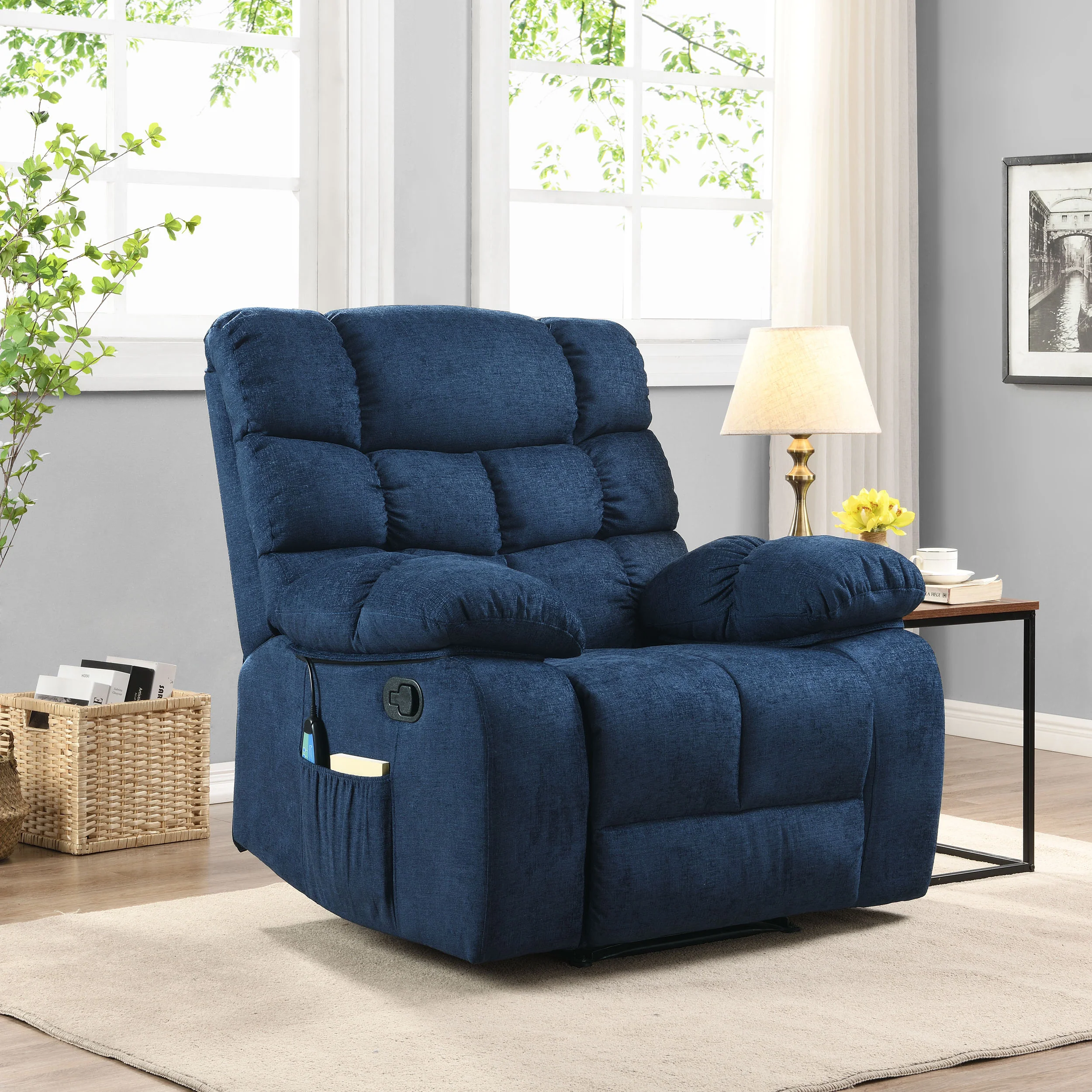 Conyers Contemporary Pillow Tufted Massage Recliner - furnishings