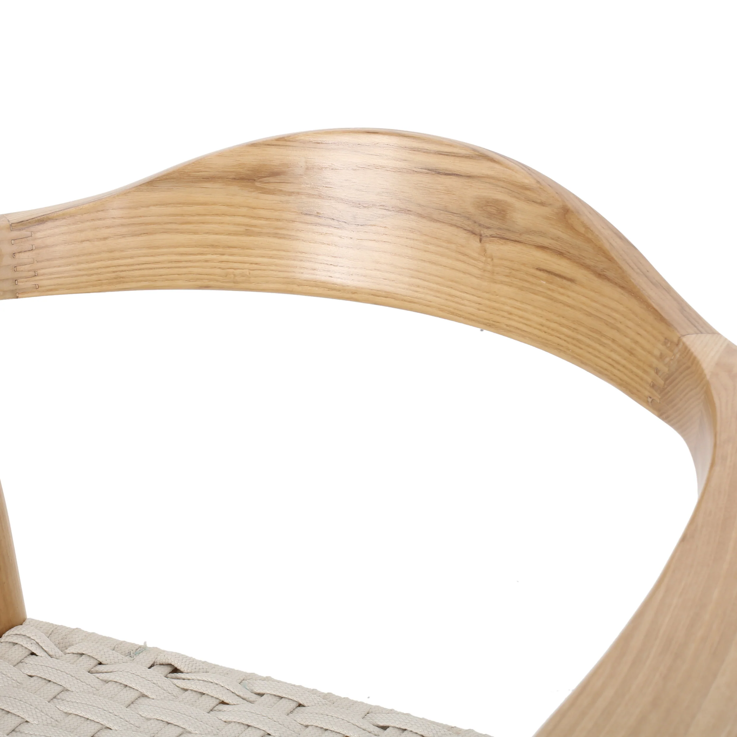 Leonela Mid-Century Modern Ash Wood Accent Chair with Olefin Rope Seat - furnishings