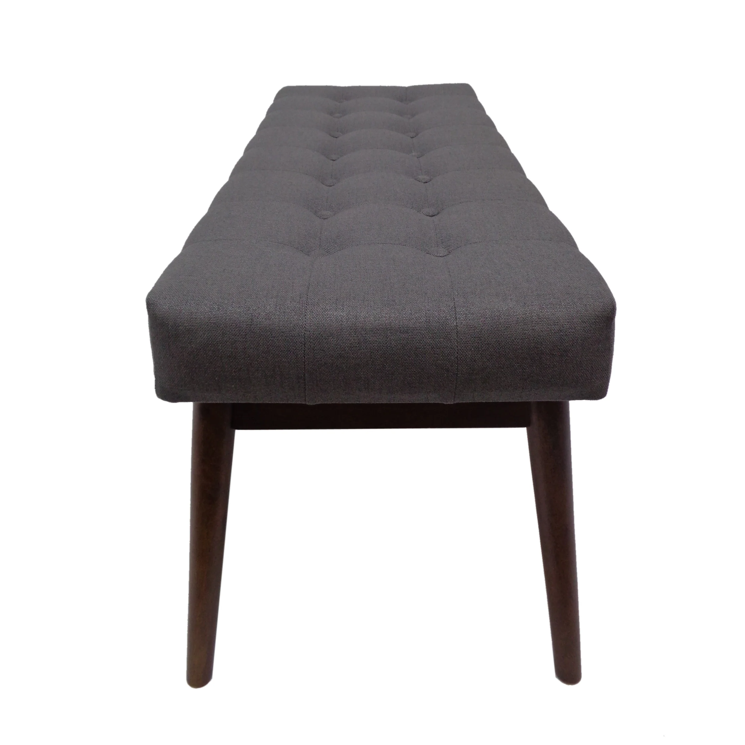 Flora Mid-Century Button Tufted Fabric Ottoman Bench with Tapered Legs - furnishings