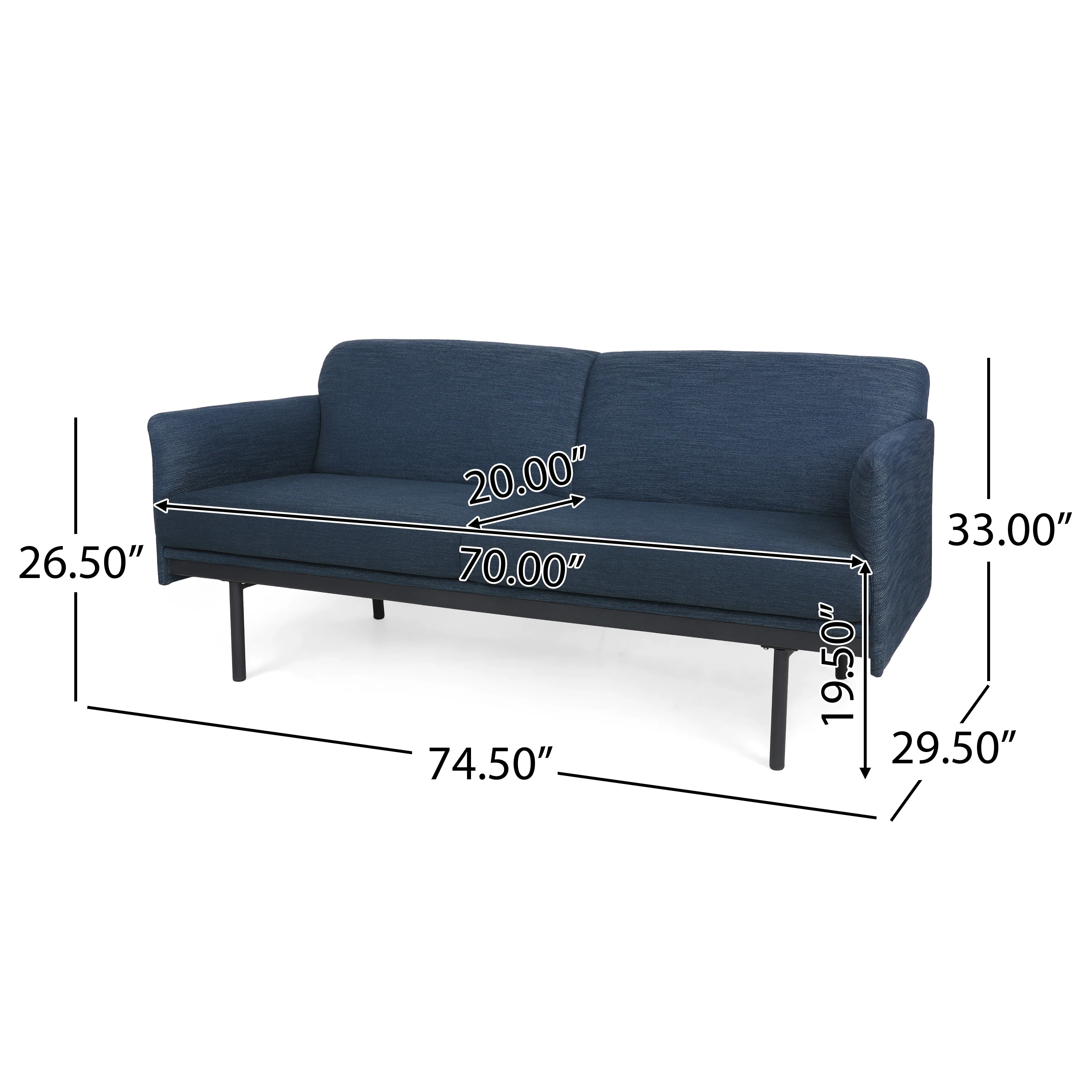 Mokena Contemporary Fabric Upholstered 3 Seater Sofa - furnishings