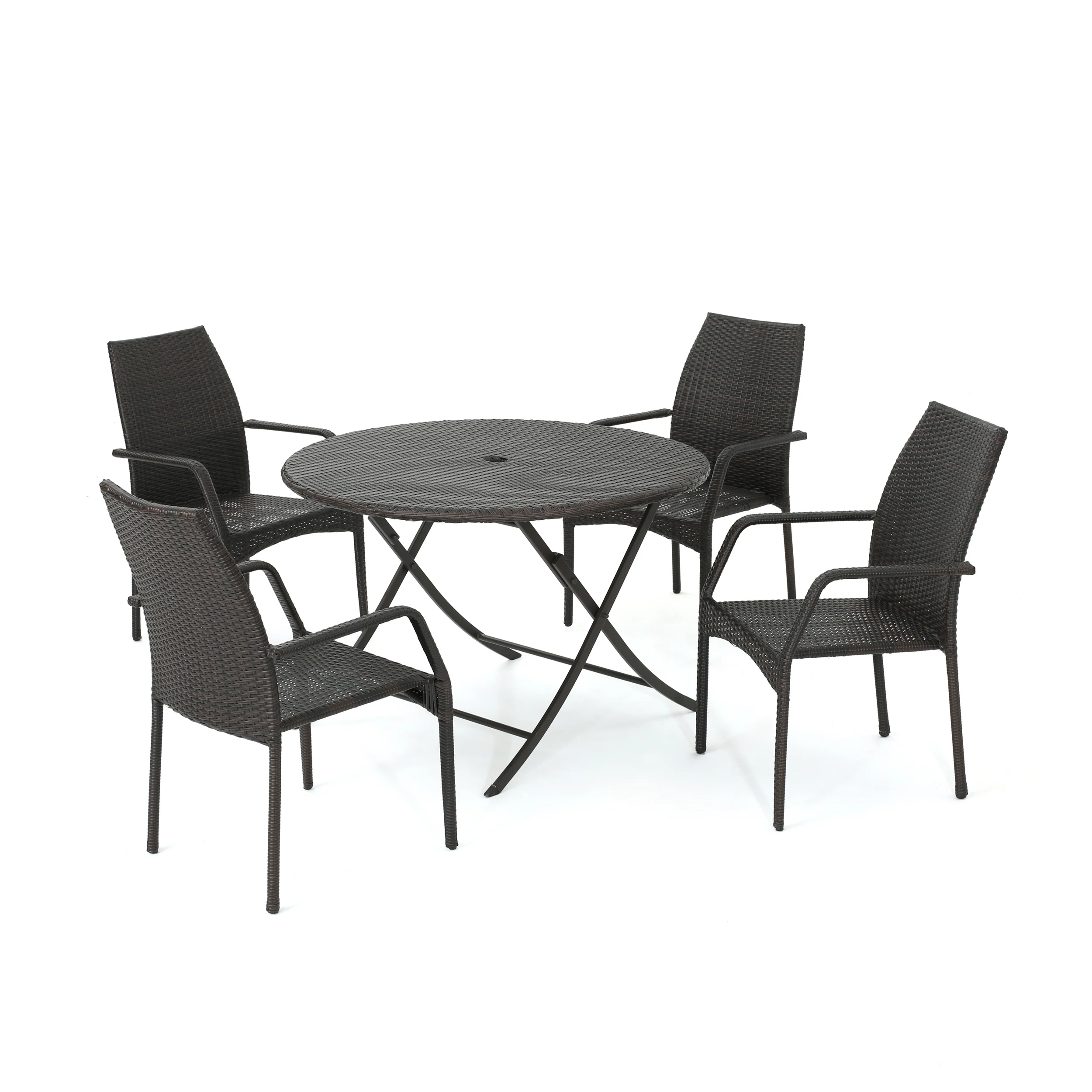 Knightley Outdoor 5 Piece Multi-brown Wicker Dining Set - furnishings