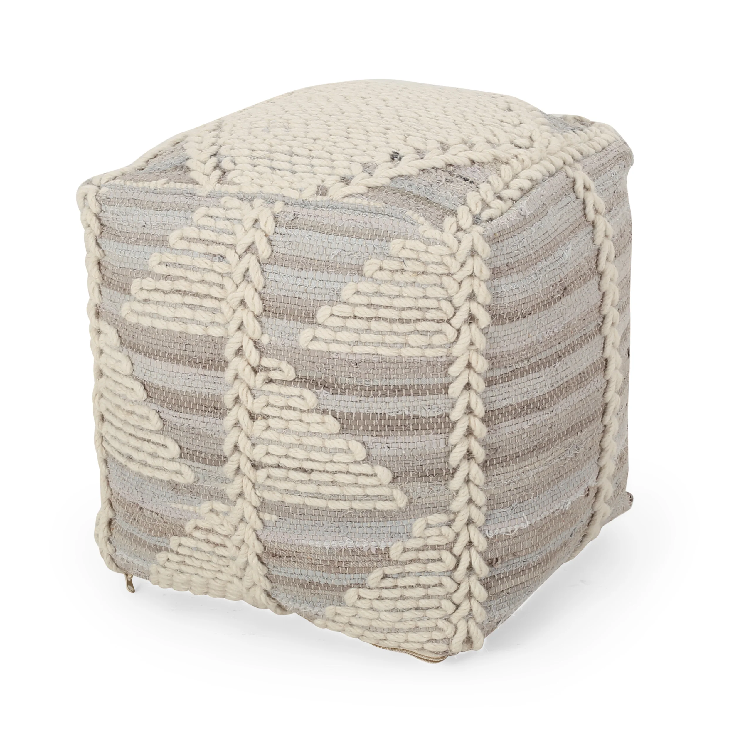 Calera Handcrafted Boho Fabric Cube Pouf - furnishings
