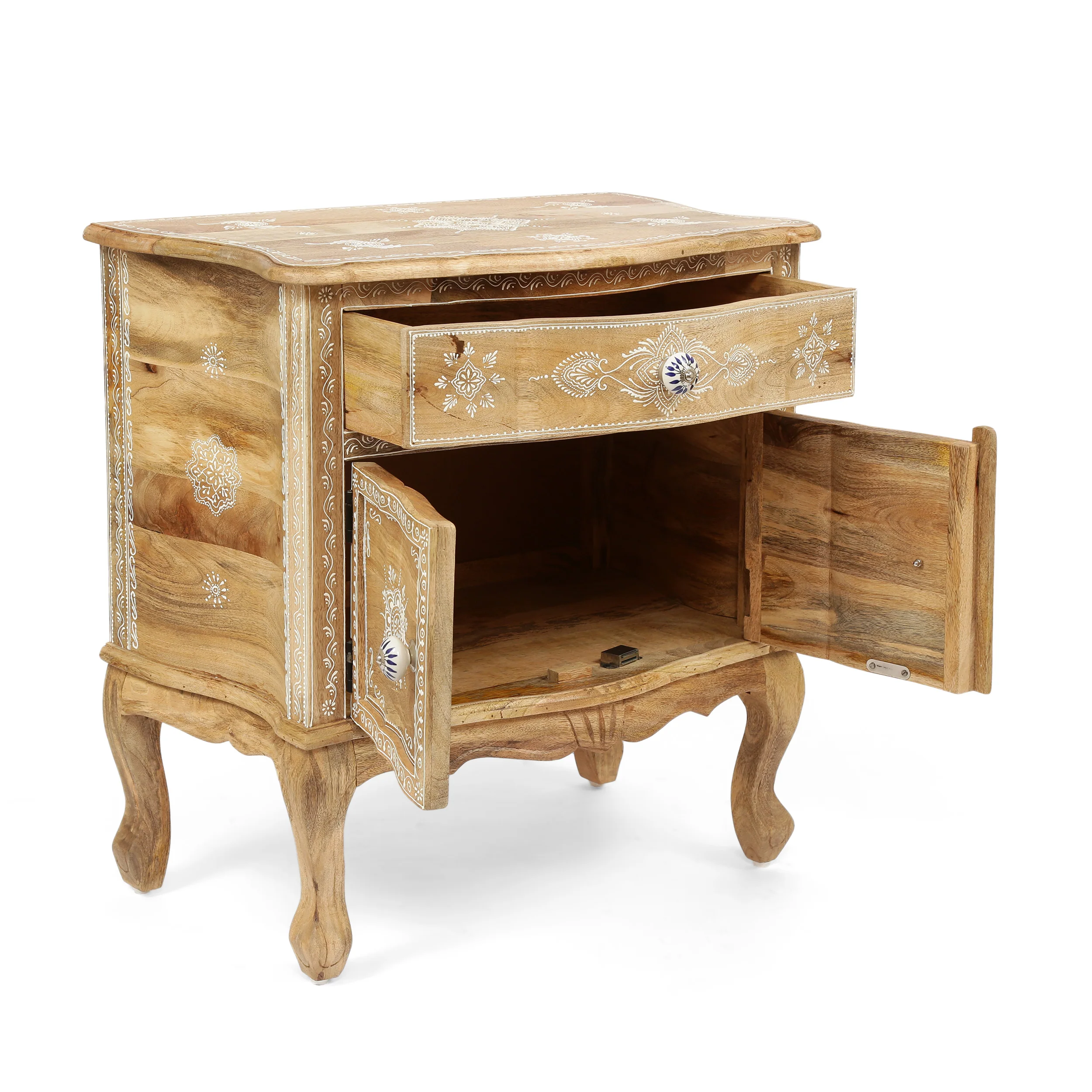 Naylor Handcrafted Boho Mango Wood Cabinet - furnishings
