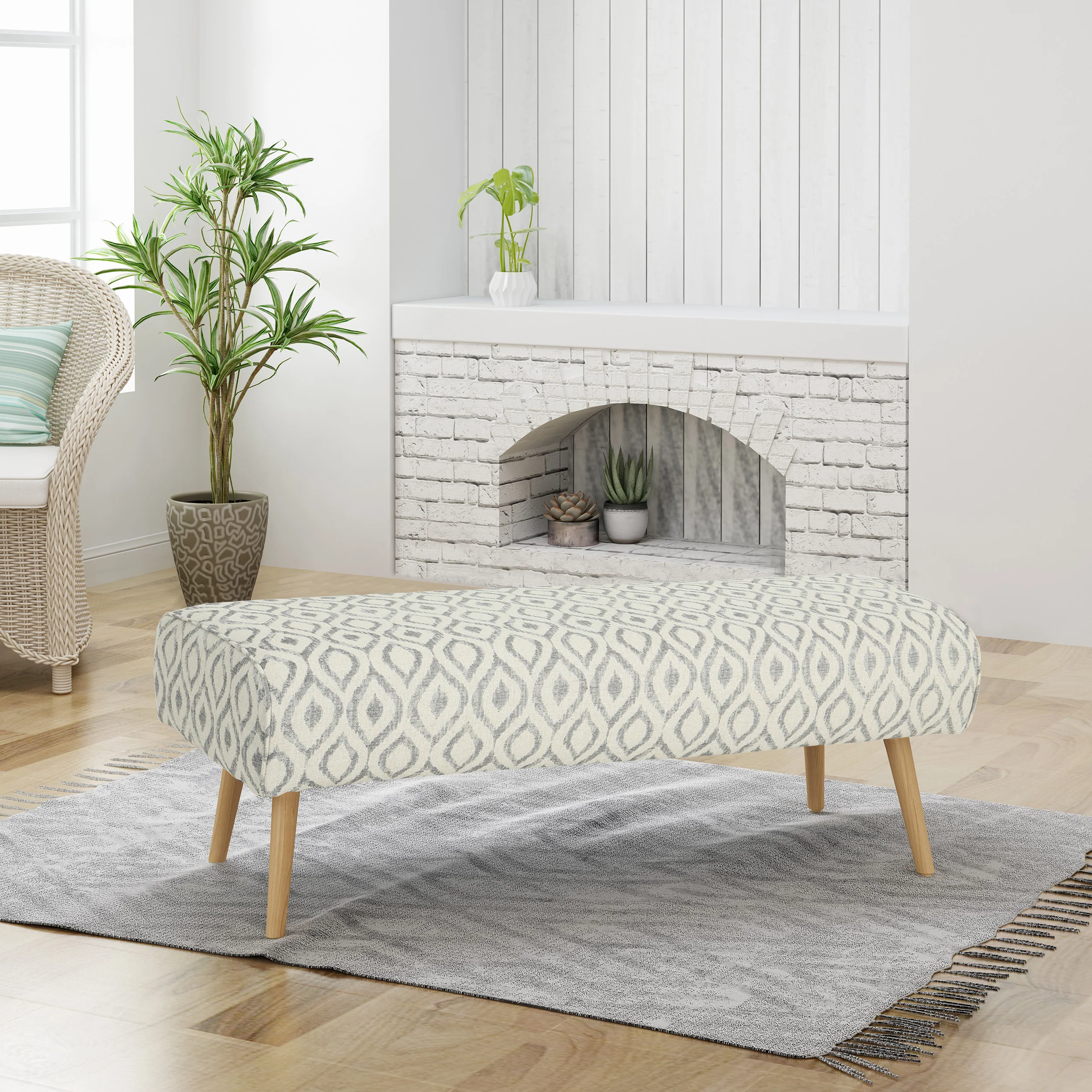 Petty Boho Fabric Bench - furnishings