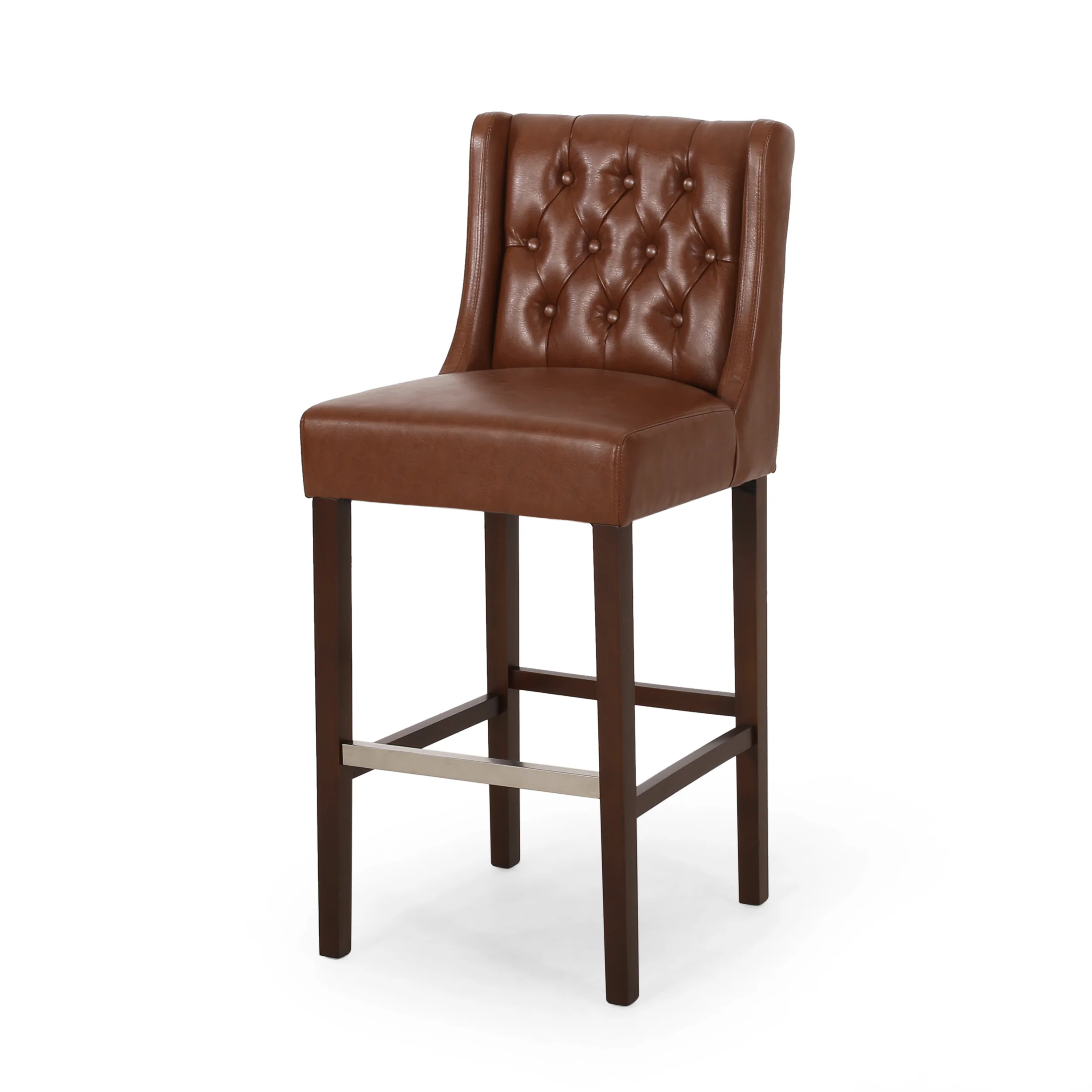 Leeandre Contemporary Wingback Faux Leather Barstools (Set of 2) - furnishings