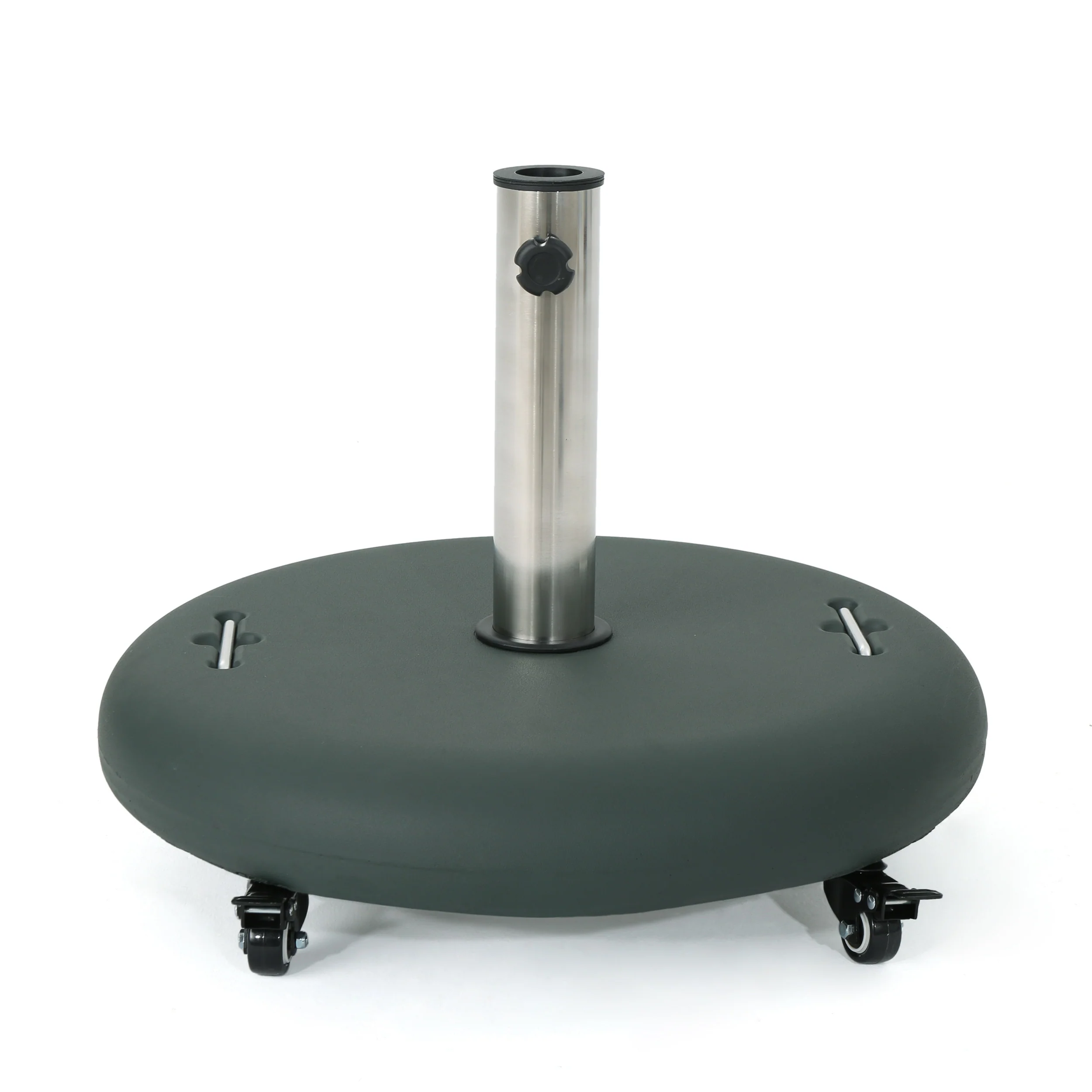 Louise Outdoor Concrete Circular 80lb Umbrella Base with Steel Umbrella Holder - furnishings