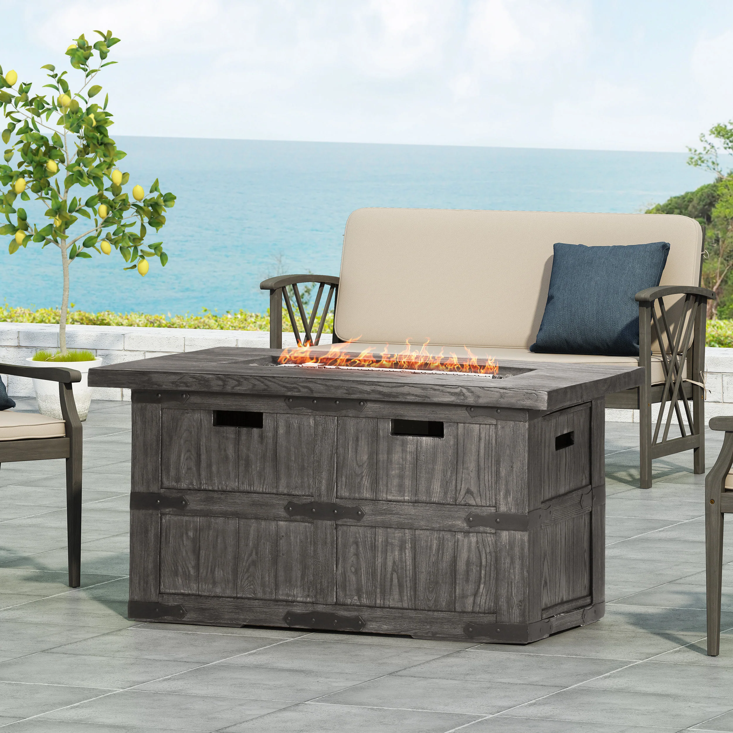 Voll Outdoor 40,000 BTU Rectangle Fire Pit - furnishings