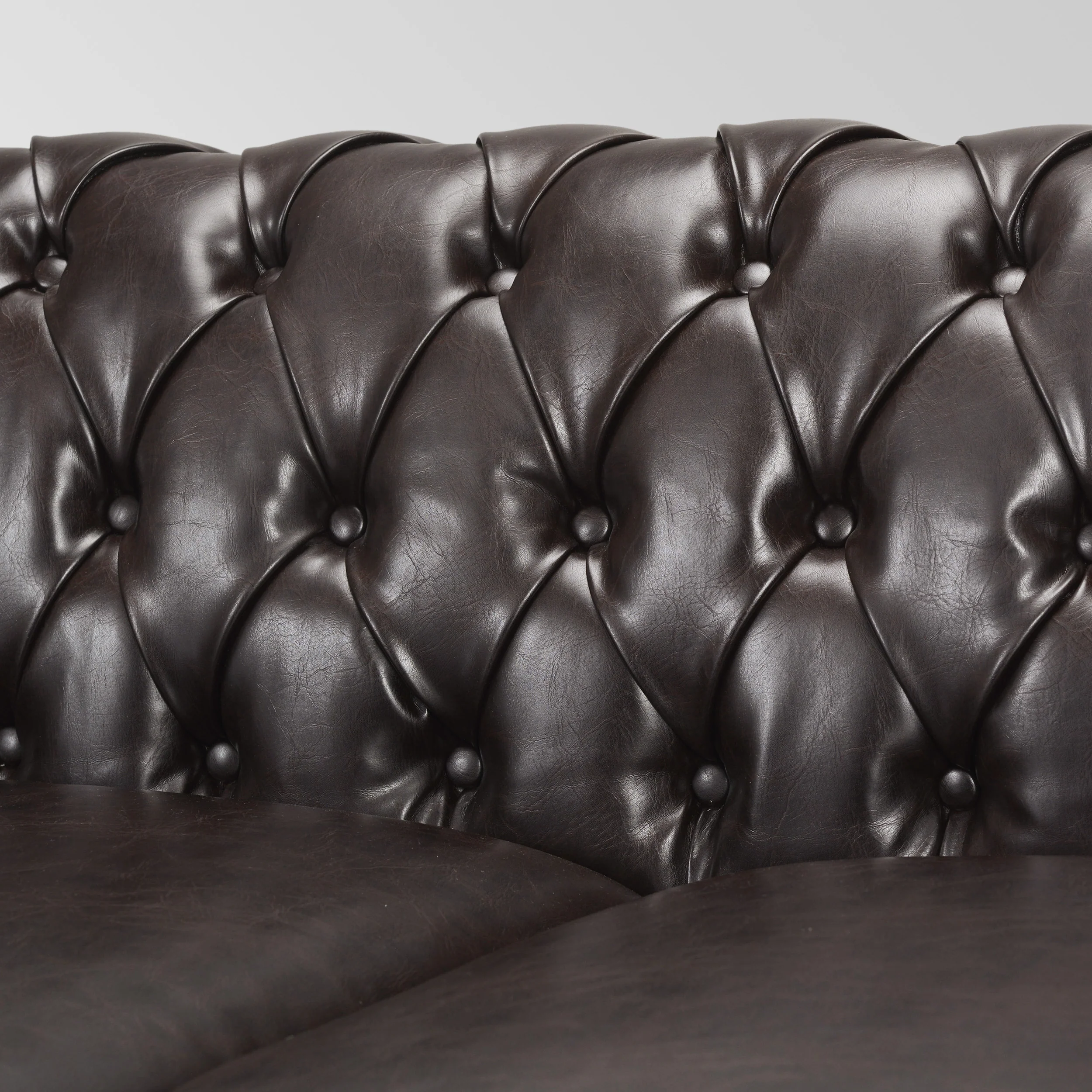 Adetokunbo Tufted Leather Chesterfield 3 Seater Sofa - furnishings