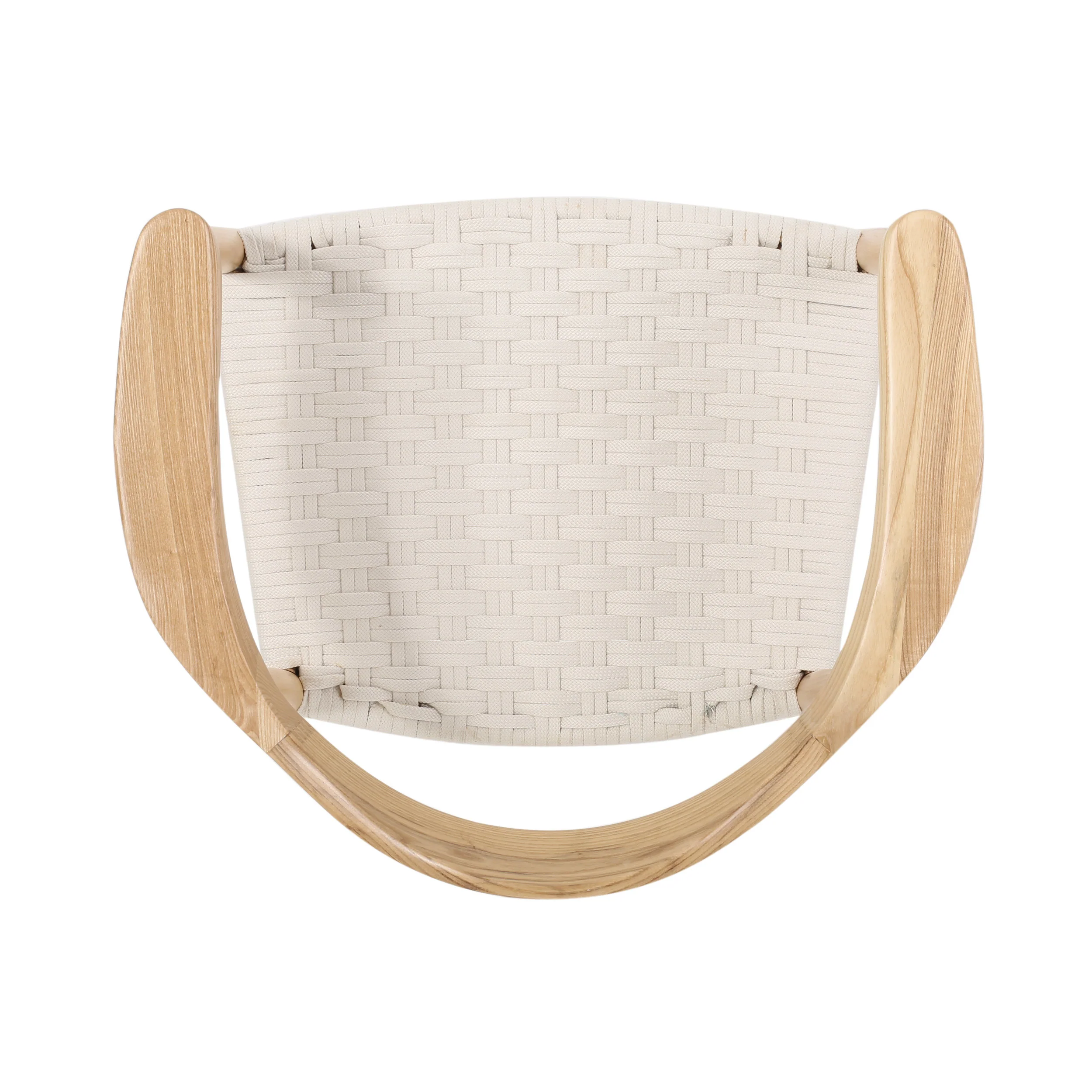 Leonela Mid-Century Modern Ash Wood Accent Chair with Olefin Rope Seat - furnishings