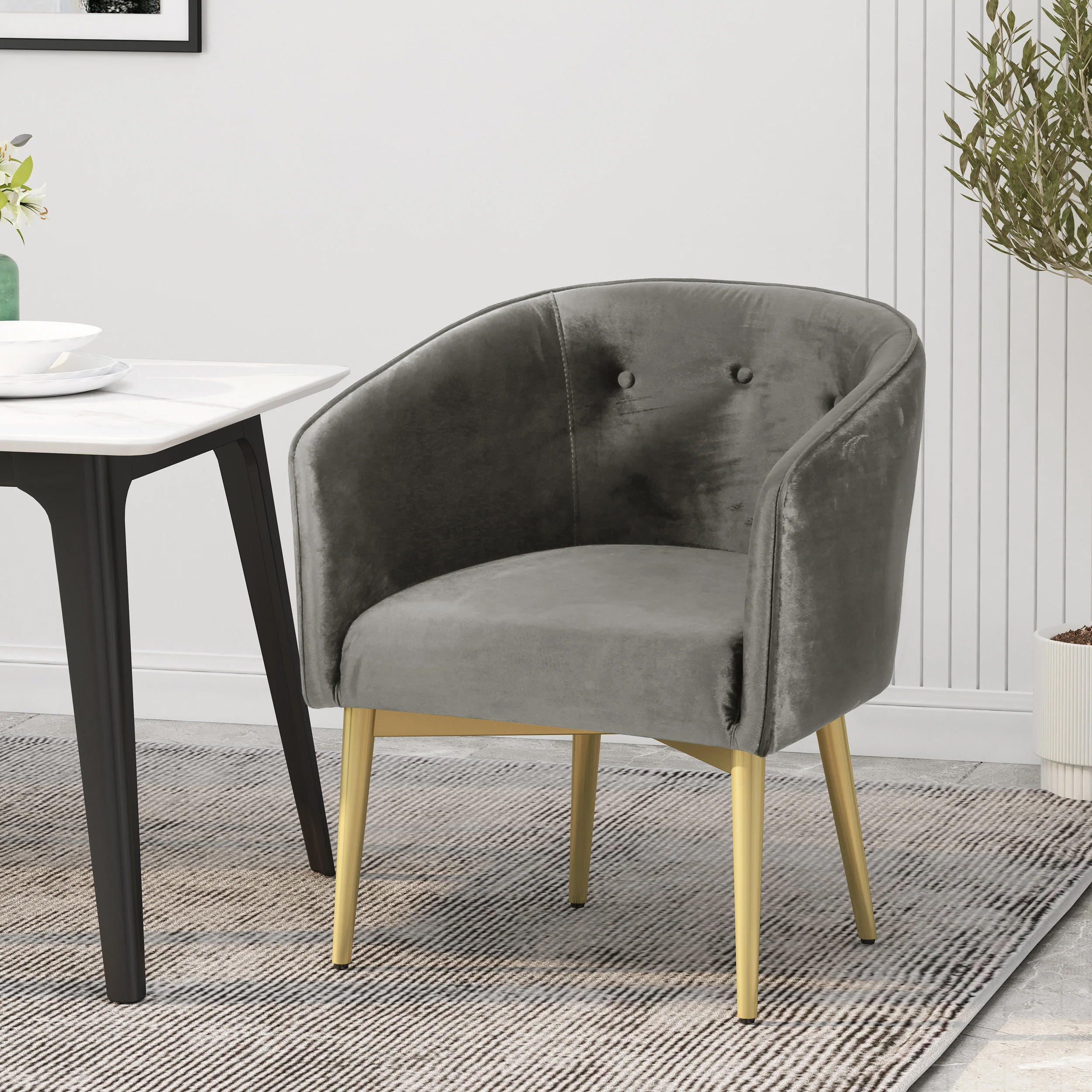 Malinta Modern Glam Tufted Velvet Dining Chair - furnishings