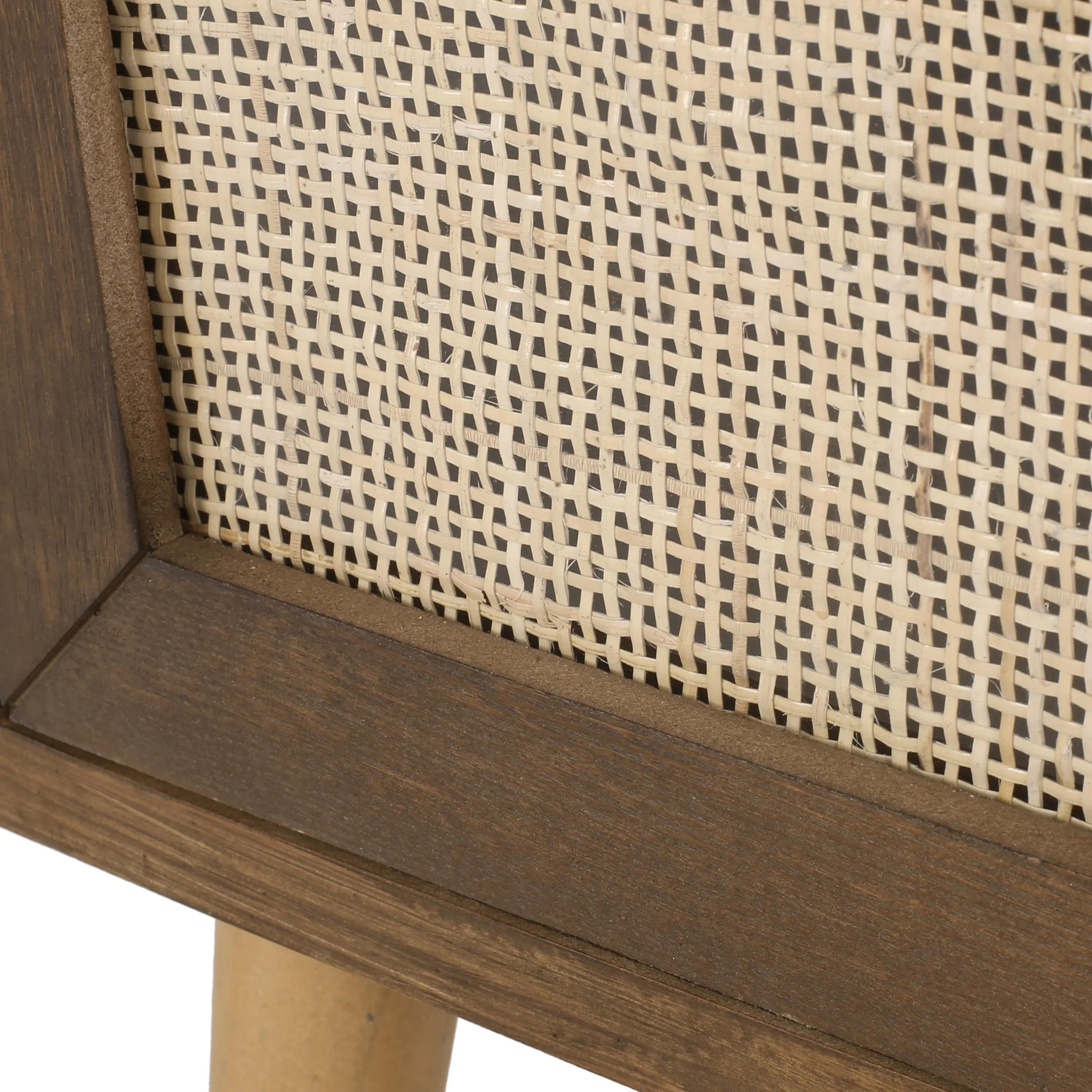 Pilster Contemporary End Table with Storage, Walnut, Natural, and Antique Gold - furnishings