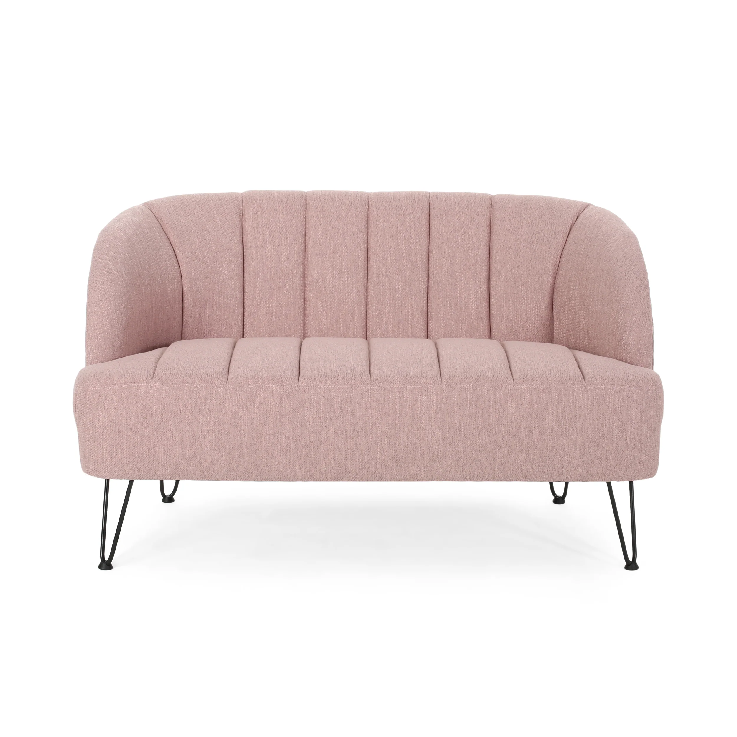 Kyra Modern Fabric Settee with Hairpin Legs - furnishings