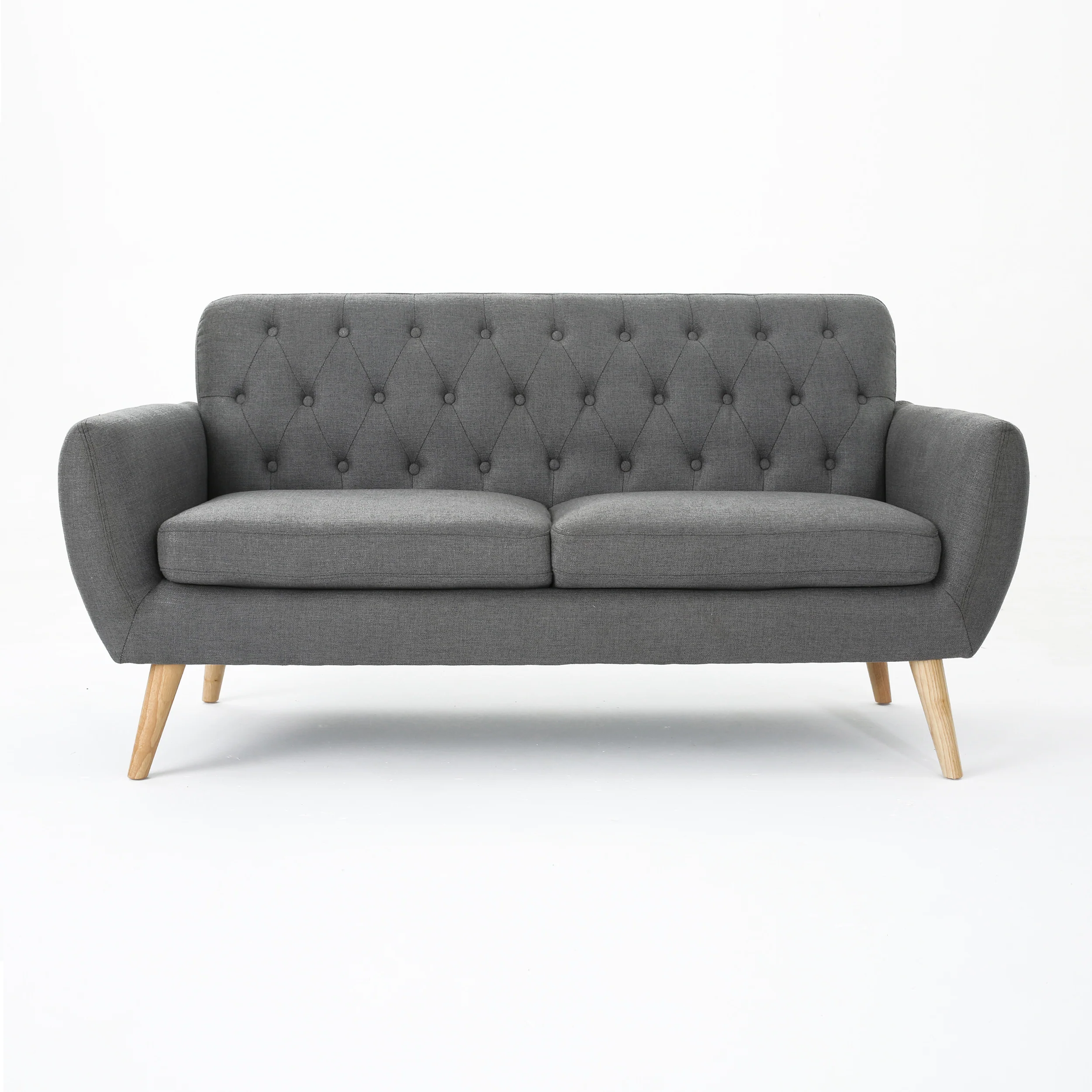 Alscot Mid Century Modern Fabric Tufted Oversized Loveseat - furnishings