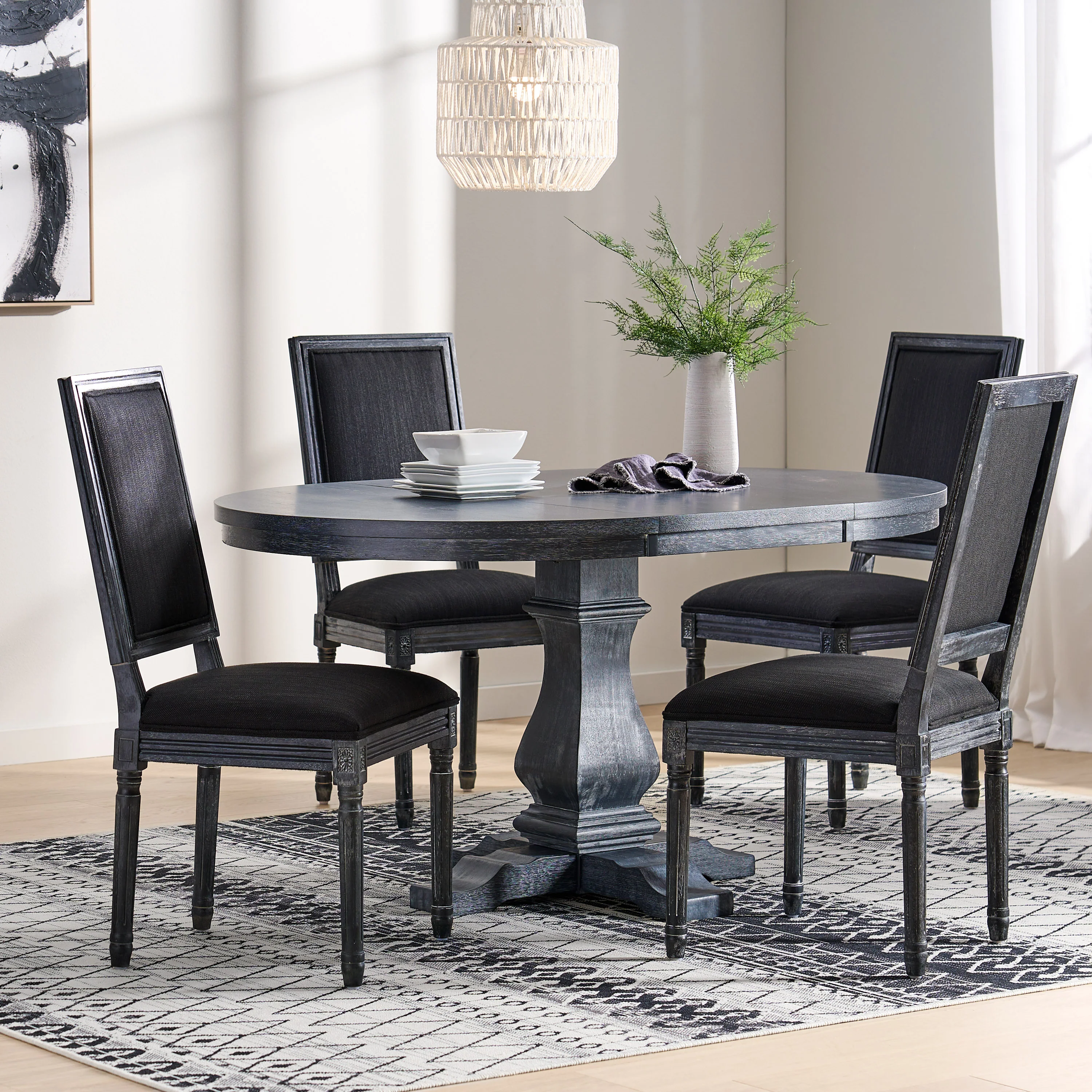 Beckstrom French Country 5-Piece Expandable Oval Dining Set - Wood - furnishings