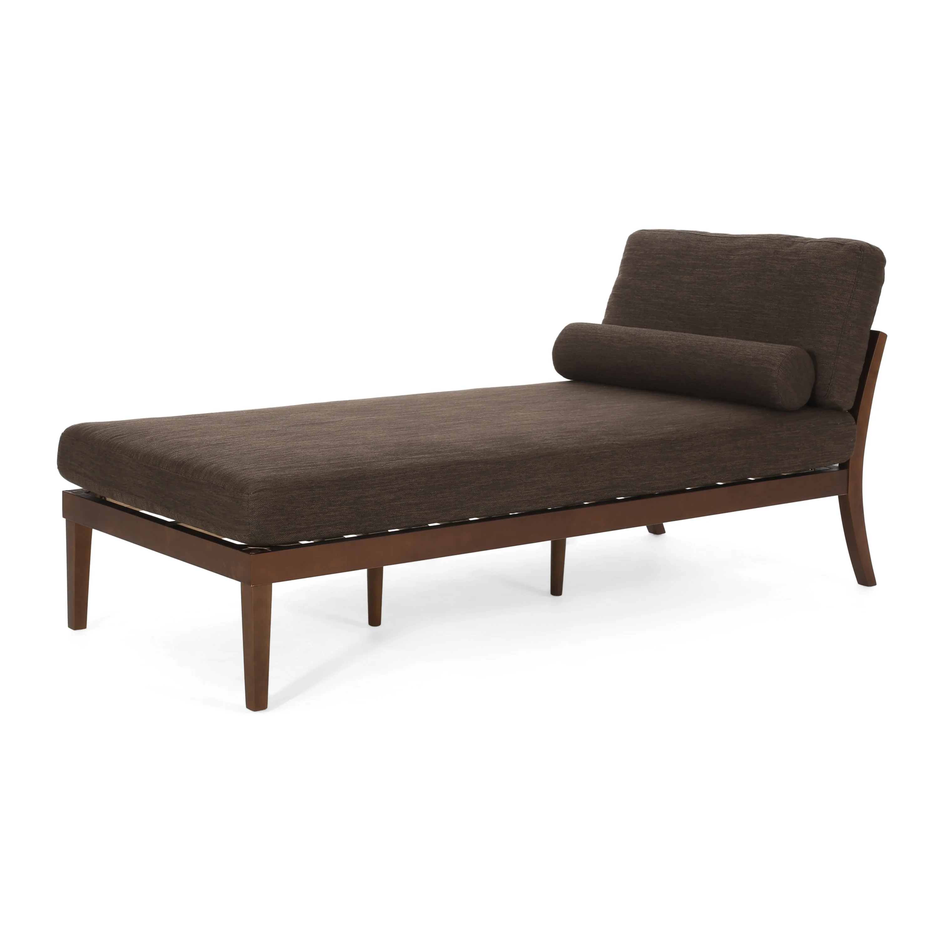 Lochmere Mid Century Modern Fabric Chaise Lounge with Bolster Pillow - furnishings