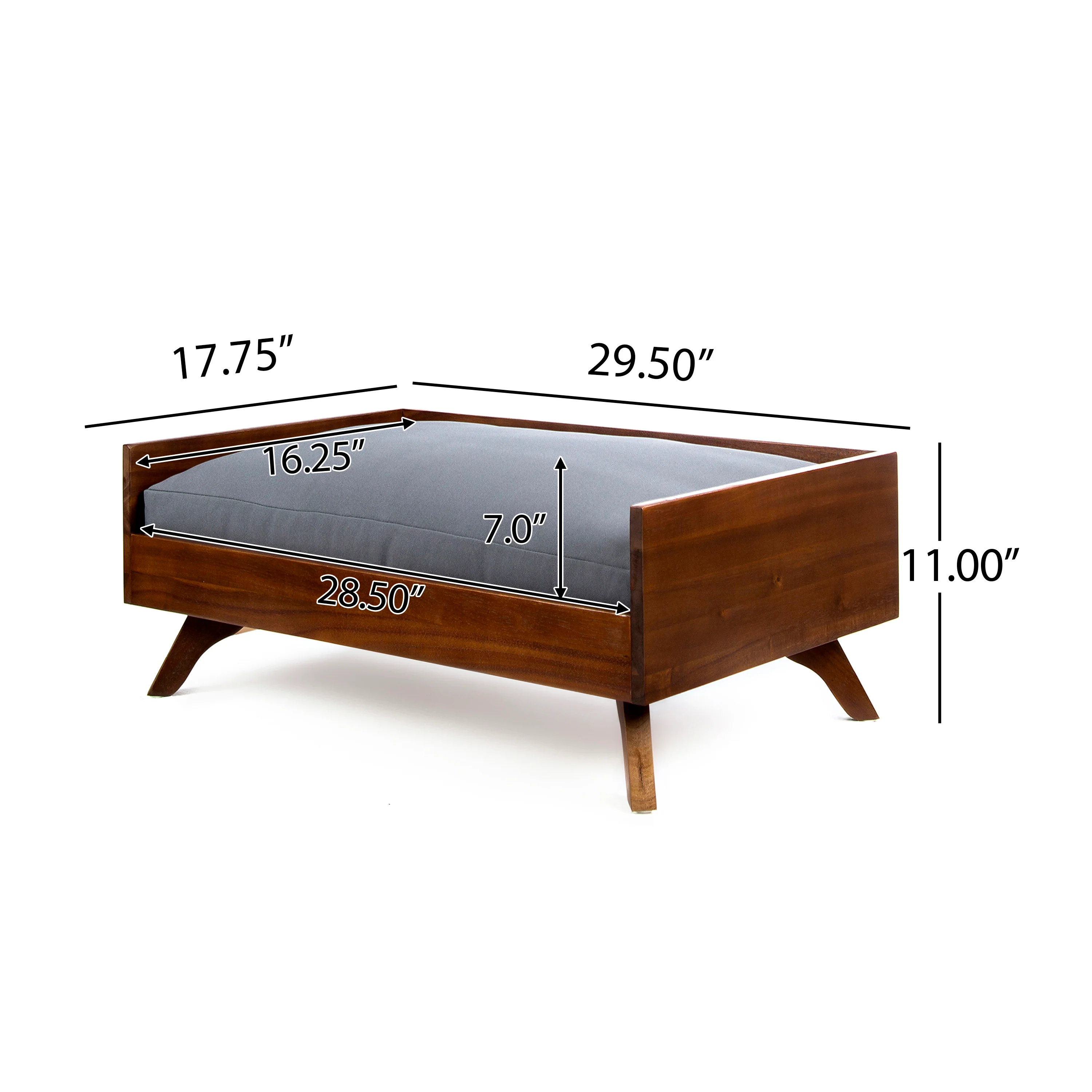 Darren Mid-Century Wood Frame Cushioned Dog Bed - furnishings