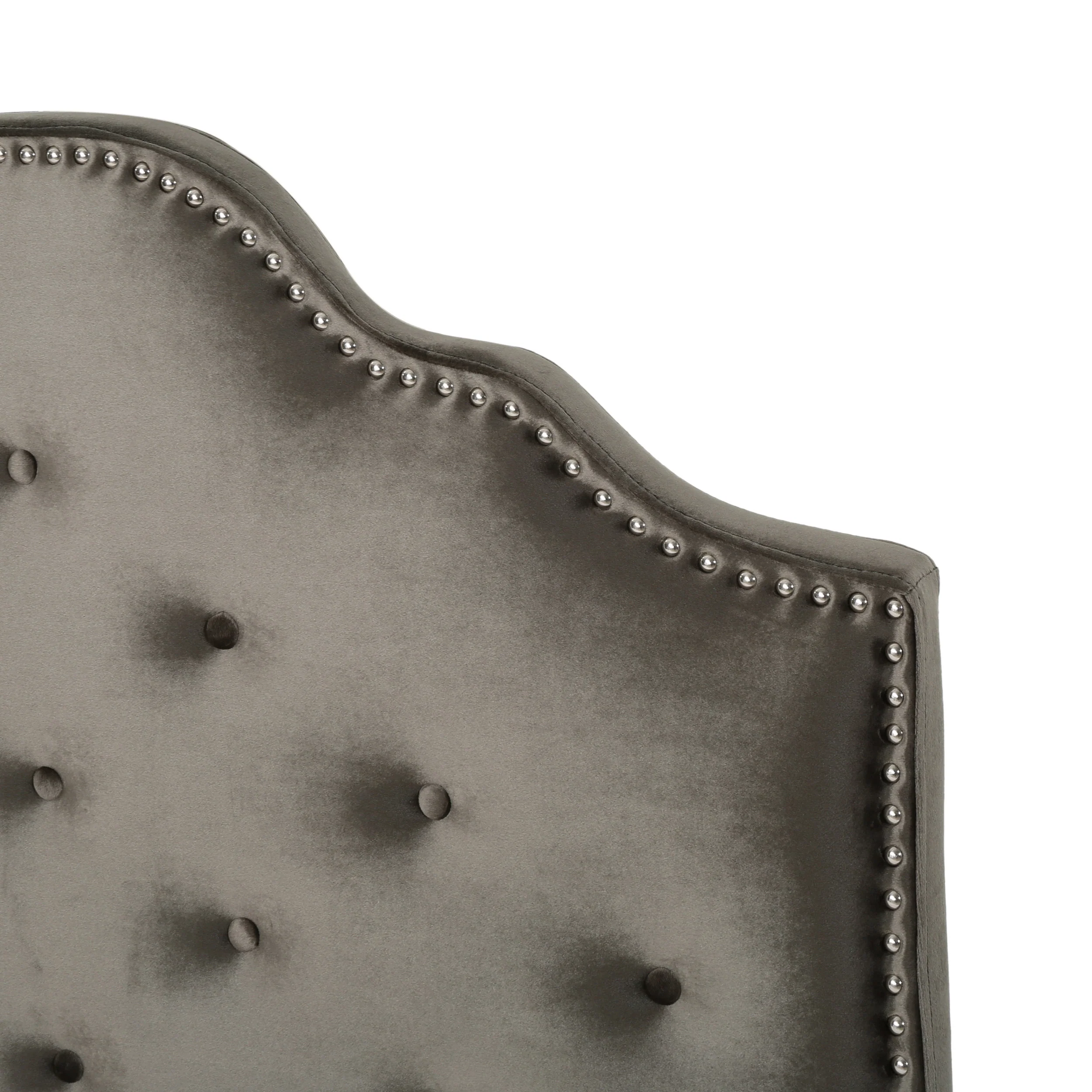 Falcon Contemporary Tufted New Velvet Queen/Full Headboard w/ Nailhead Accents - furnishings