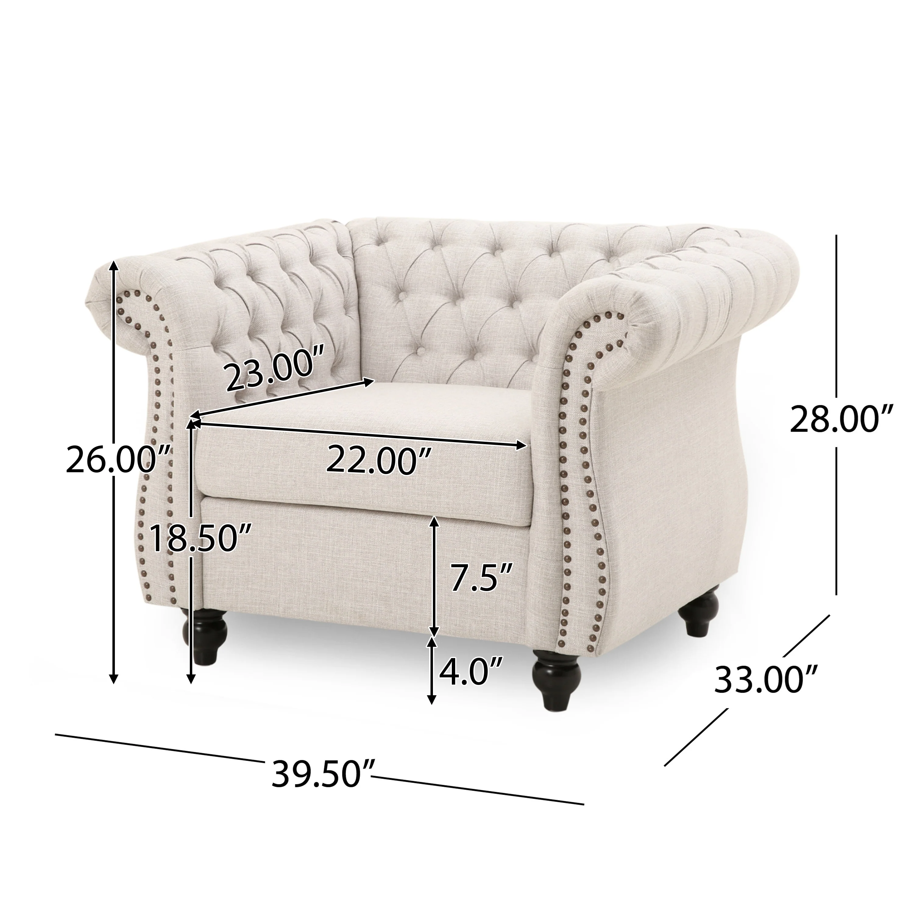Galilea Chesterfield Fabric Club Chair - furnishings