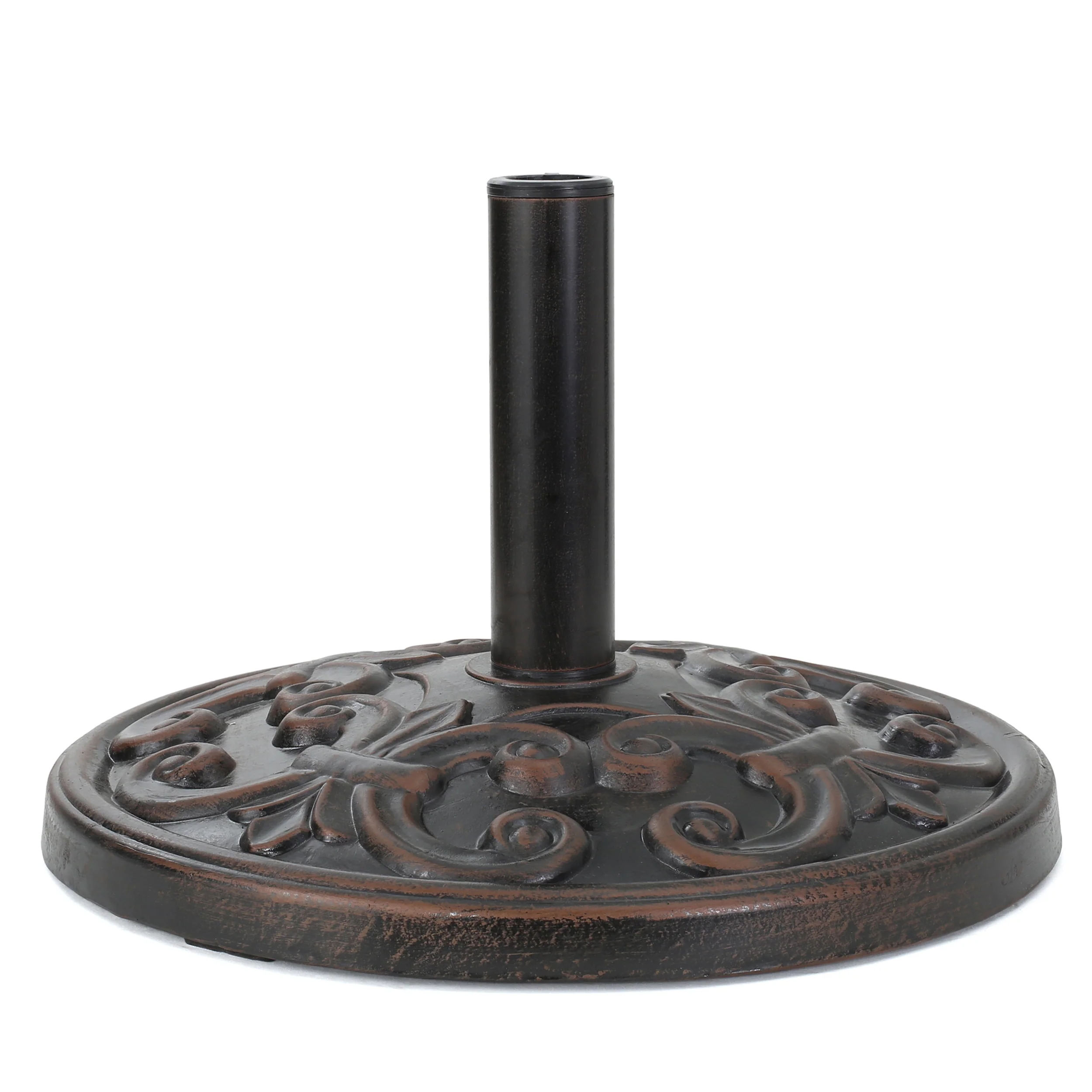 Gretta Outdoor Bronze Resin and Black Steel Unbrella Base - furnishings