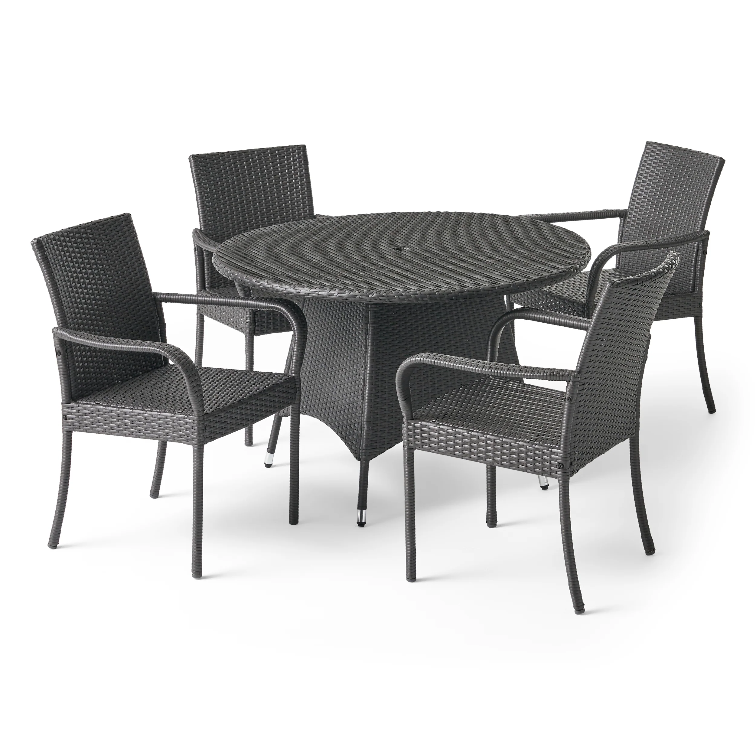 Zakyiah Outdoor Contemporary 4 Seater Wicker Dining Set - furnishings