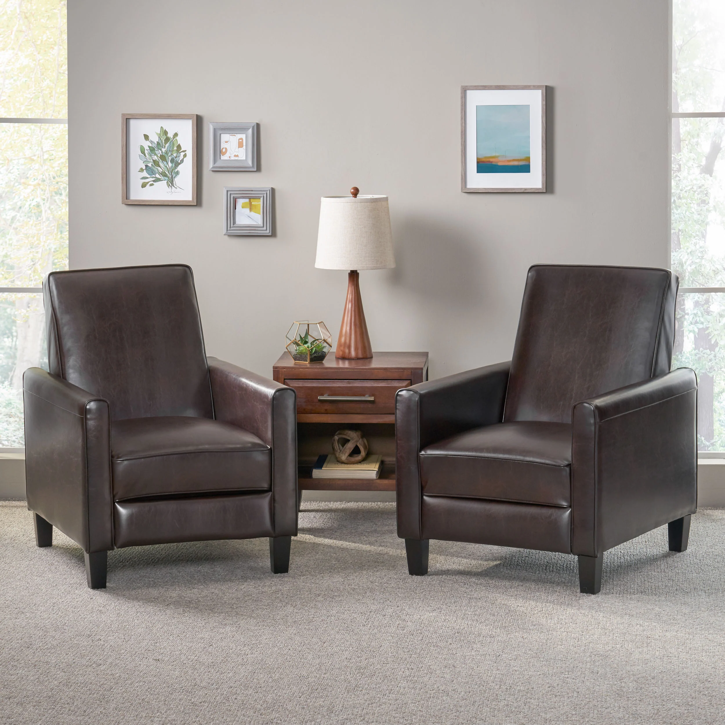 Olinda Contemporary Bonded Leather Recliner (Set of 2) - furnishings