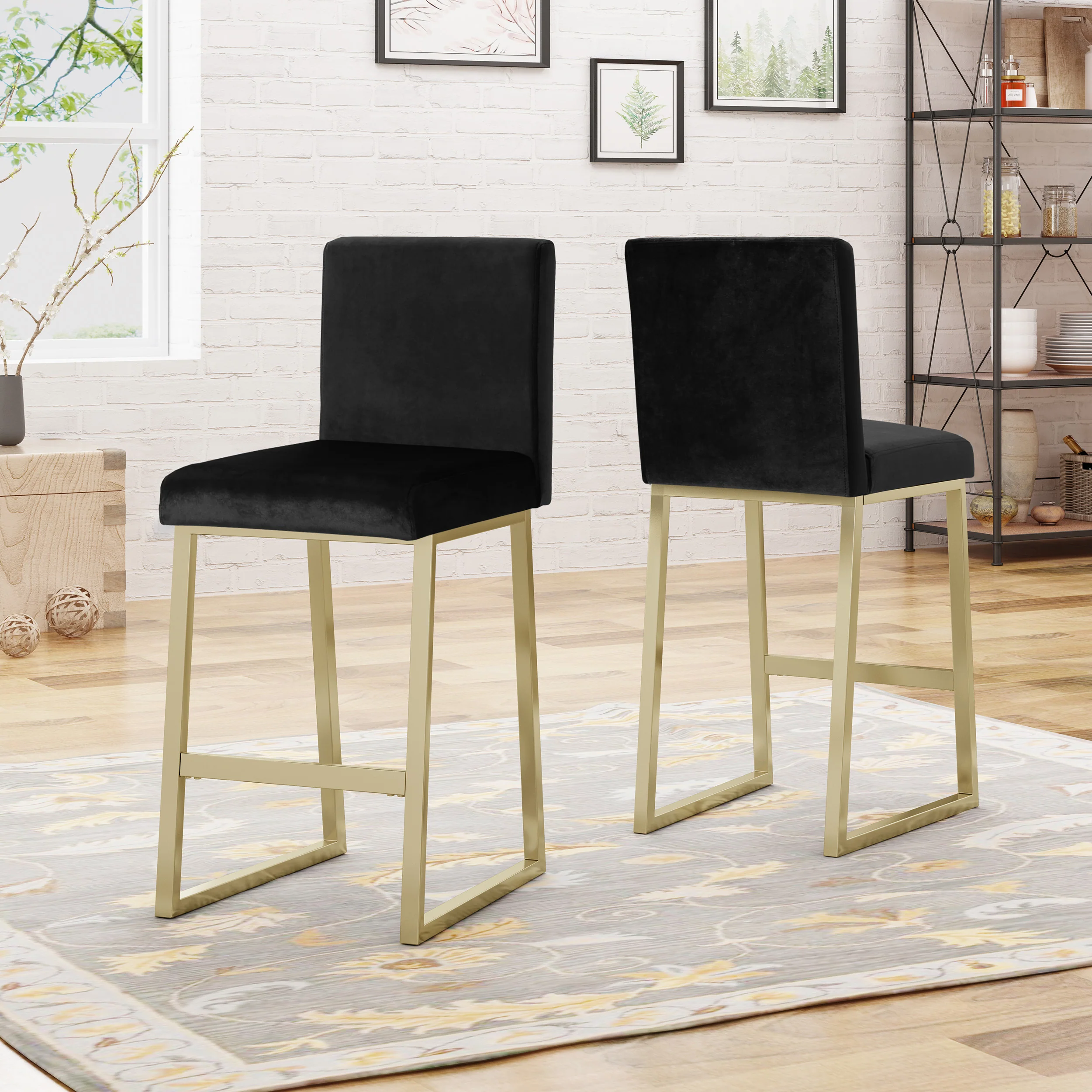 Lexi Modern Velvet Barstools (Set of 2) - furnishings