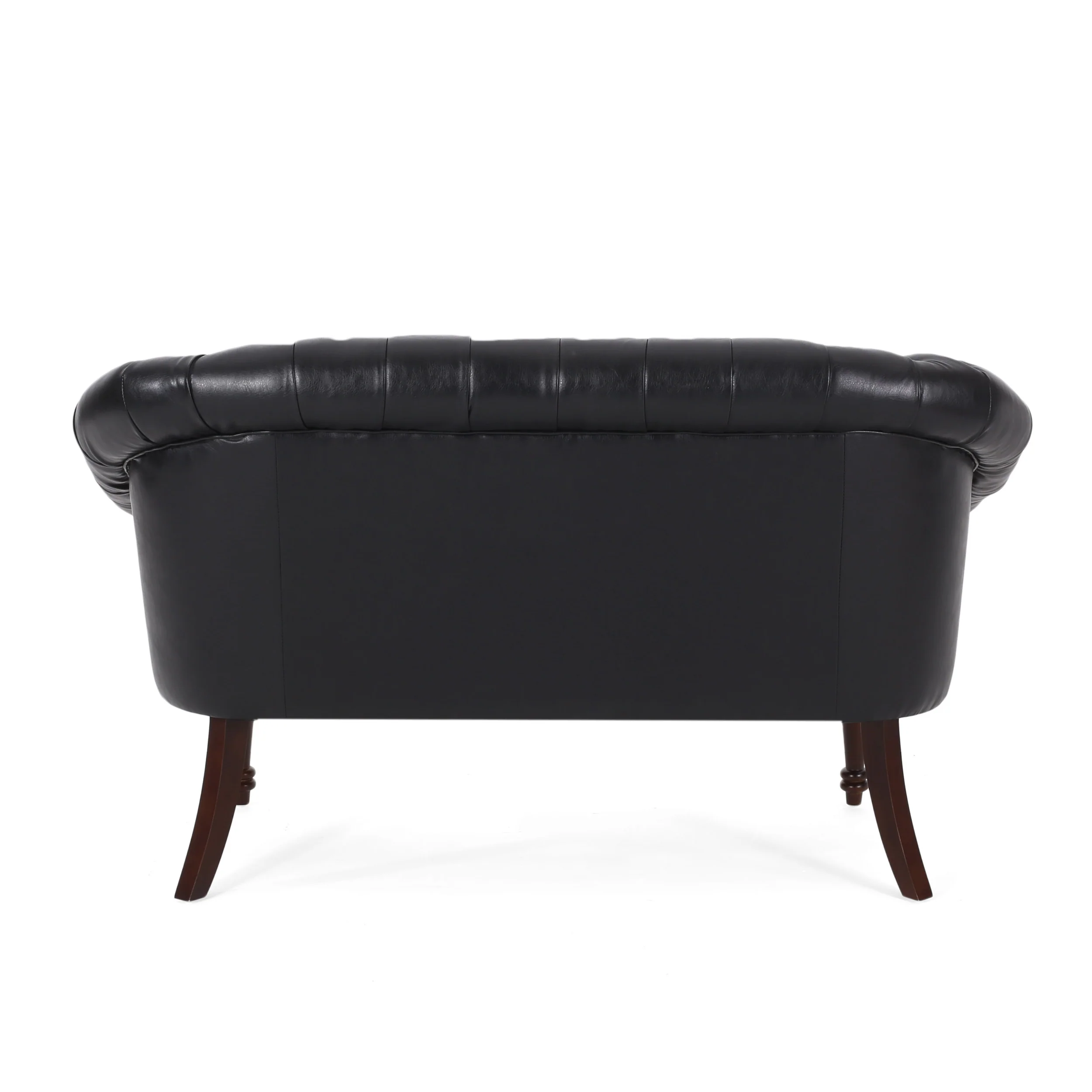 Trask Contemporary Leather Tufted Loveseat with Nailhead Trim - furnishings