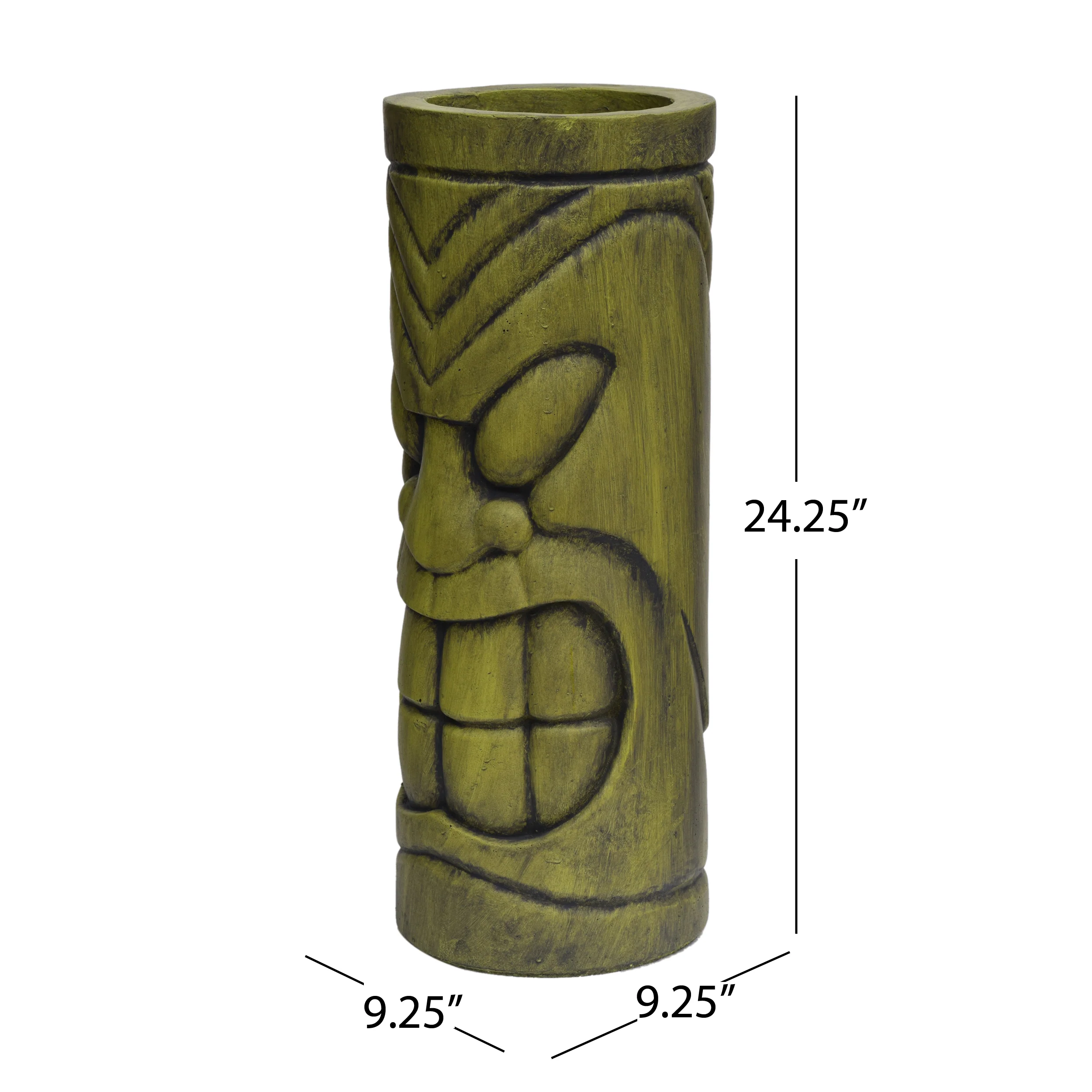 Jayleen Outdoor Tiki Urn, Antique Green Finish - furnishings