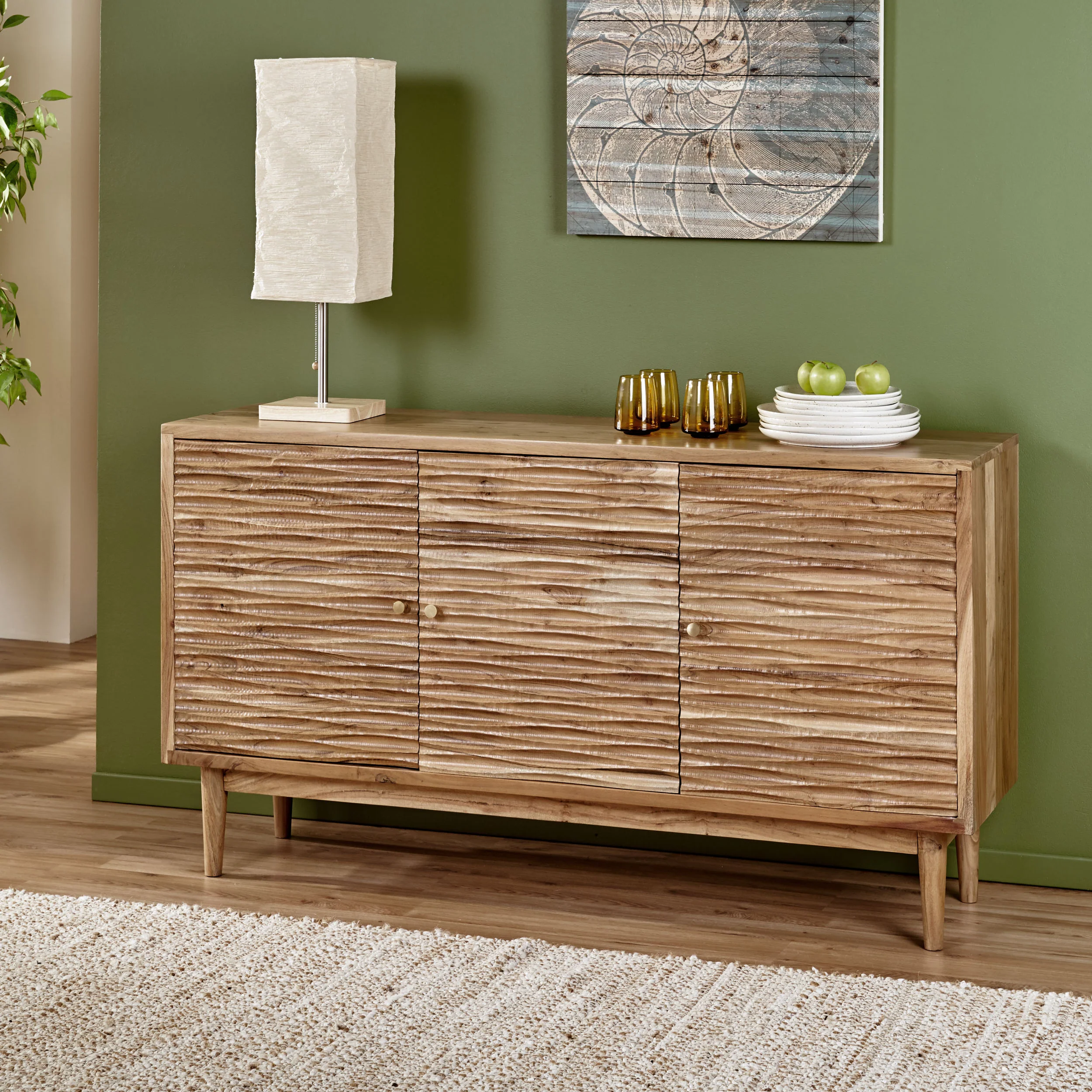 Tennille Warrenton Boho Handcrafted 2 Door Acacia Wood Sideboard, Natural - furnishings